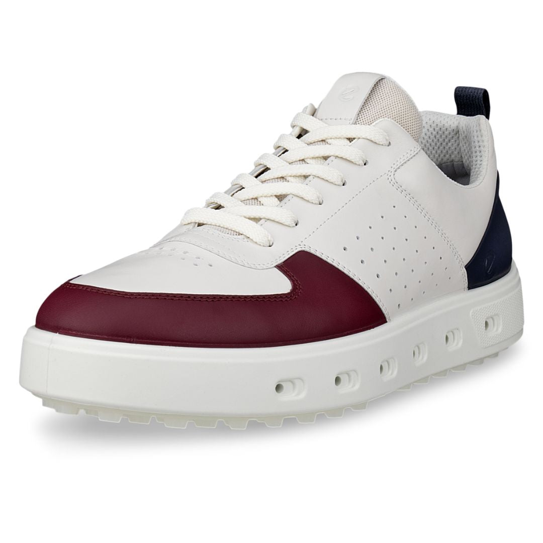 Ecco Street 720 Gore-Tex Golf Shoes - Dark Ruby, White & Marine