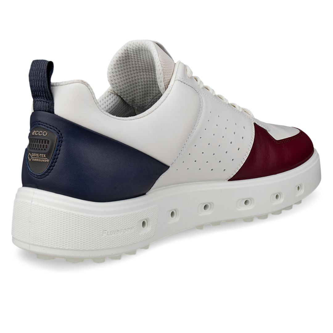 Ecco Street 720 Gore-Tex Golf Shoes - Dark Ruby, White & Marine