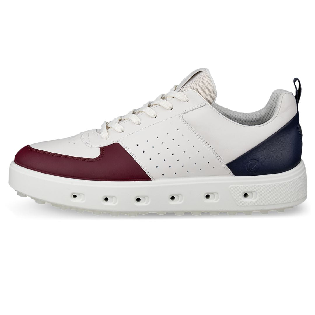 Ecco Street 720 Gore-Tex Golf Shoes - Dark Ruby, White & Marine