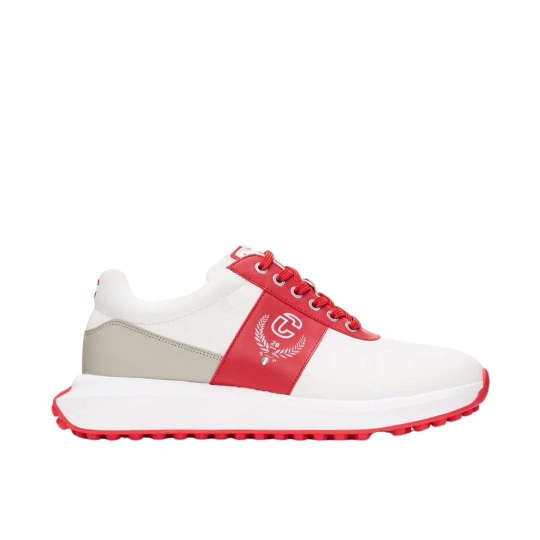 Duca Del Cosma Jubilee Golf Shoes (White, Light Grey & Red)
