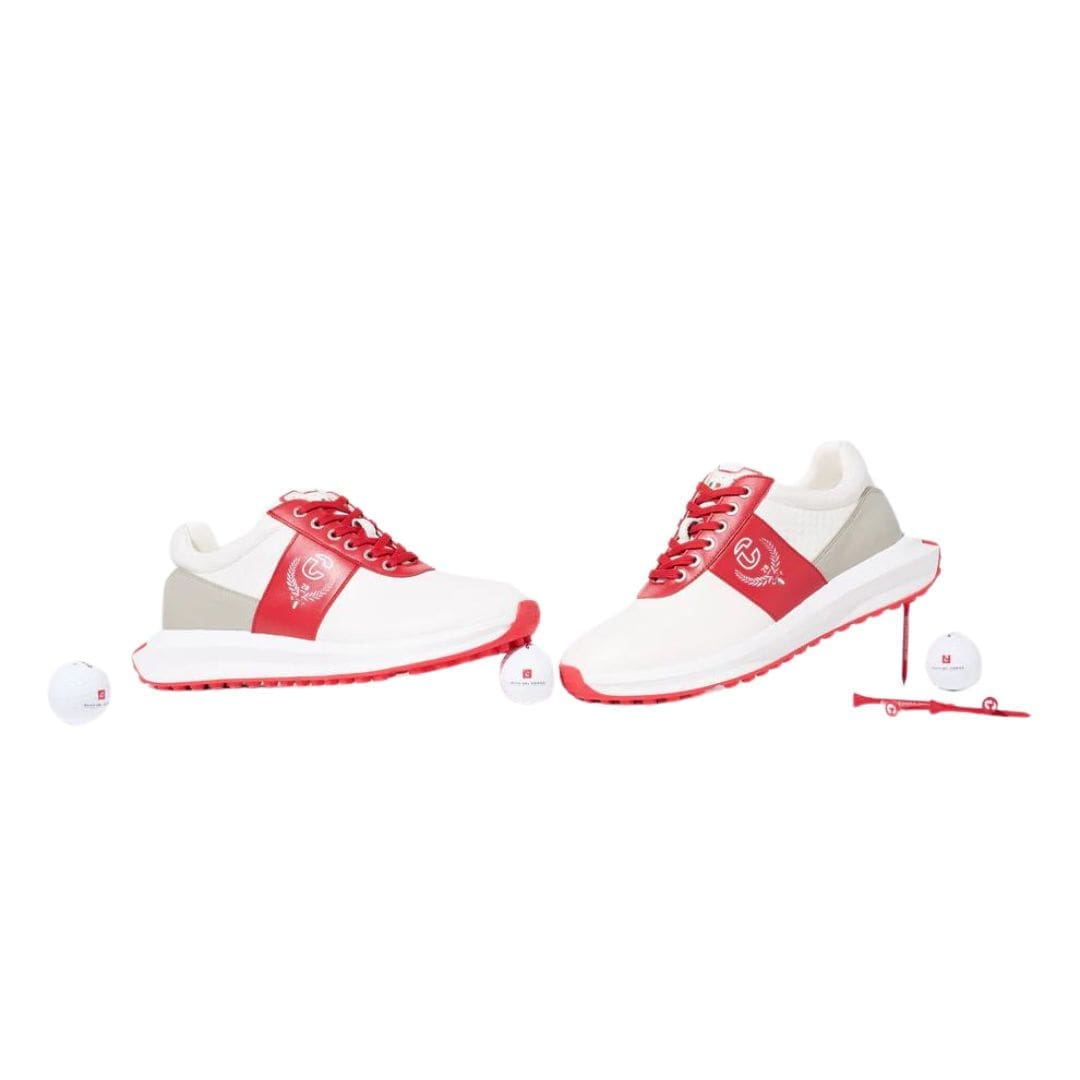 Duca Del Cosma Jubilee Golf Shoes (White, Light Grey & Red)