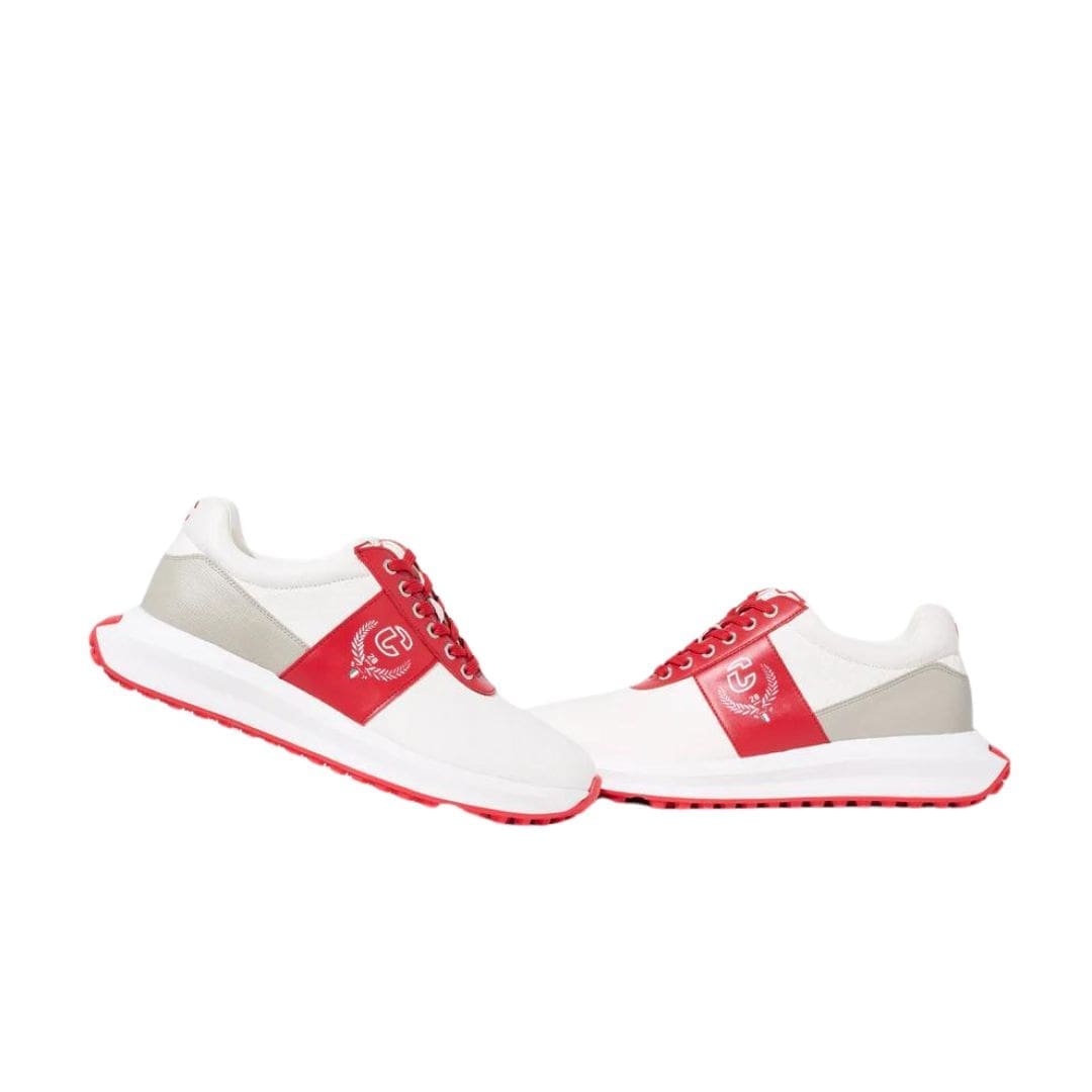 Duca Del Cosma Jubilee Golf Shoes (White, Light Grey & Red)
