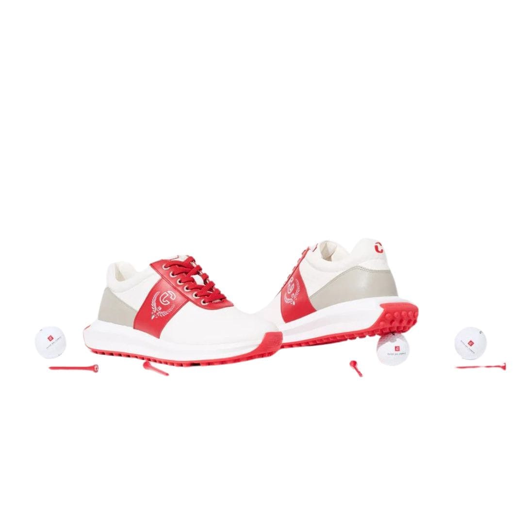 Duca Del Cosma Jubilee Golf Shoes (White, Light Grey & Red)