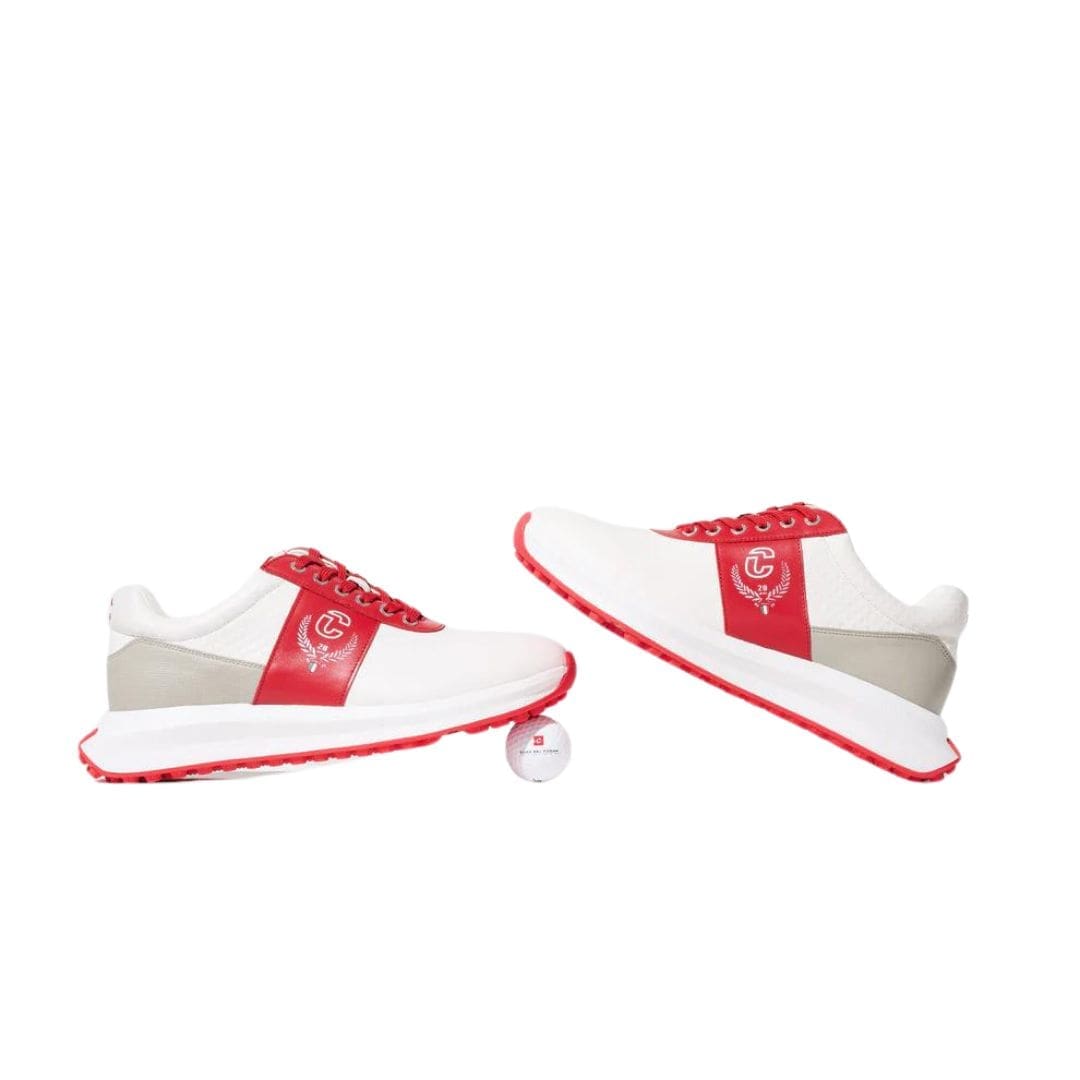 Duca Del Cosma Jubilee Golf Shoes (White, Light Grey & Red)