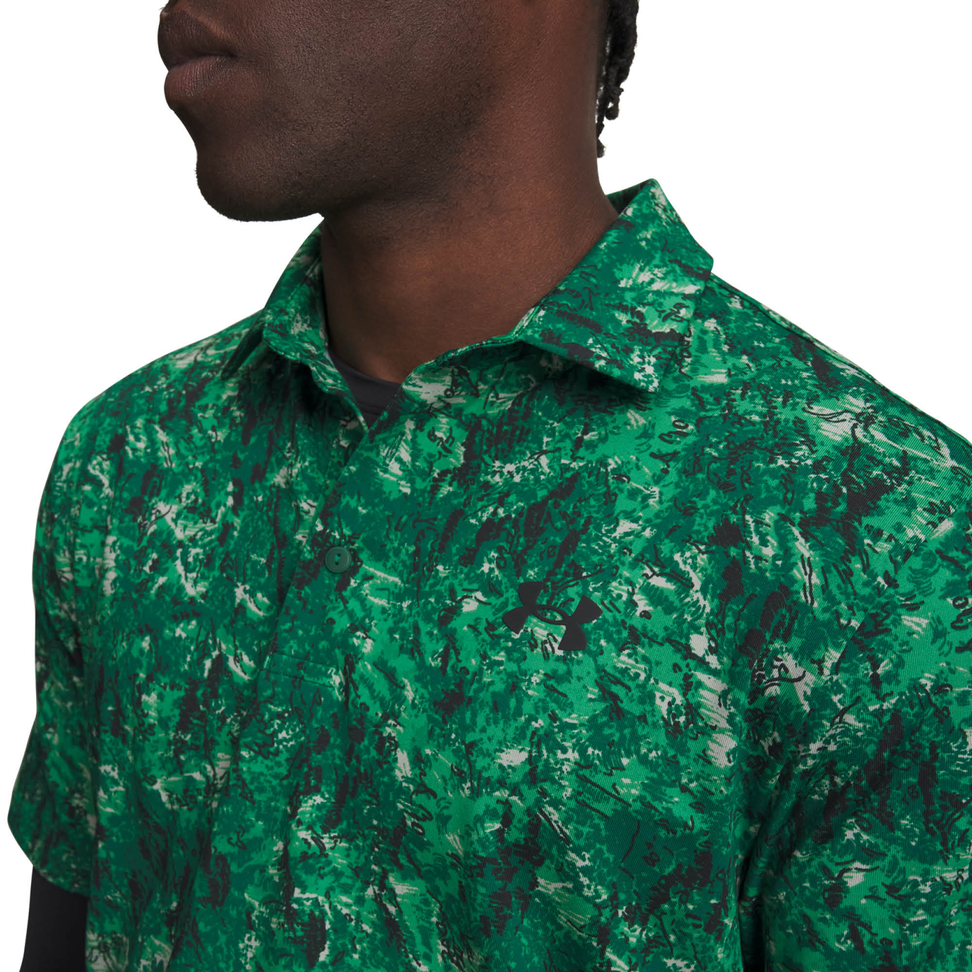 Under Armour Playoff 3.0 Printed Golf Polo Shirt - Campus Ivy & Black