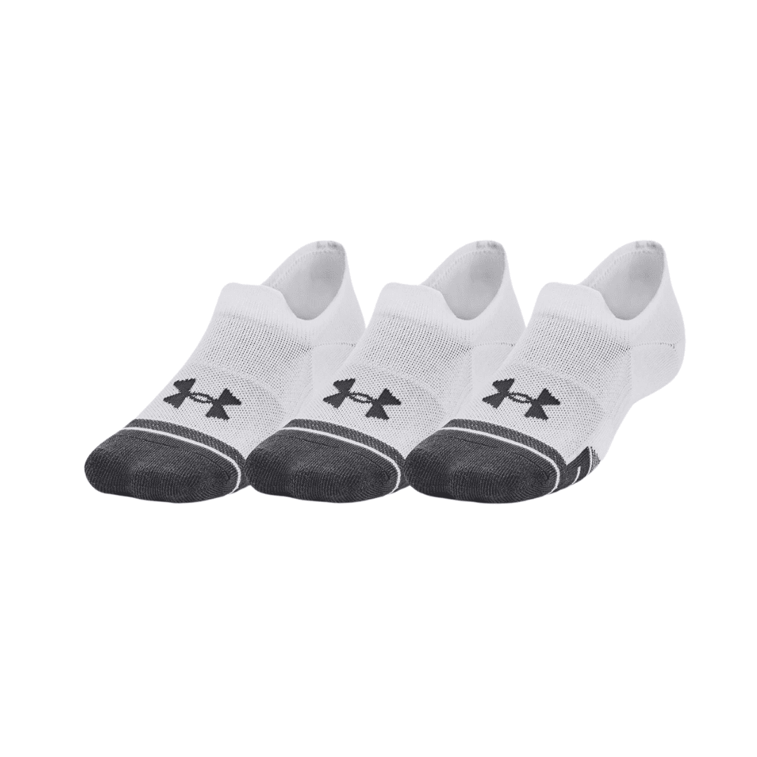 Unisex Under Armour Performance Tech 3-Pack Ultra Low Tab Socks (White/Jet Grey)