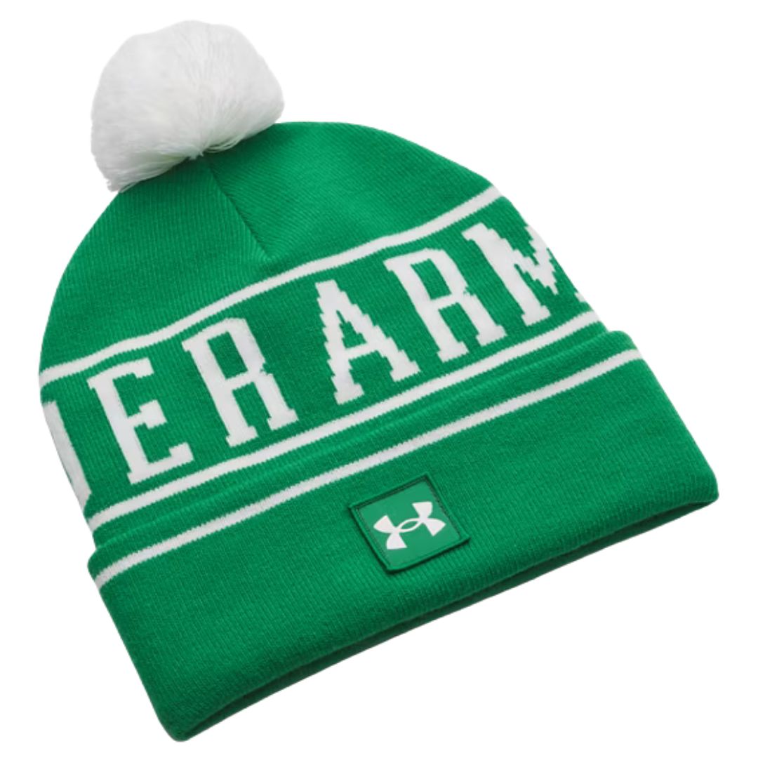 Under Armour Halftime Pom Beanie - Kelly Green & White