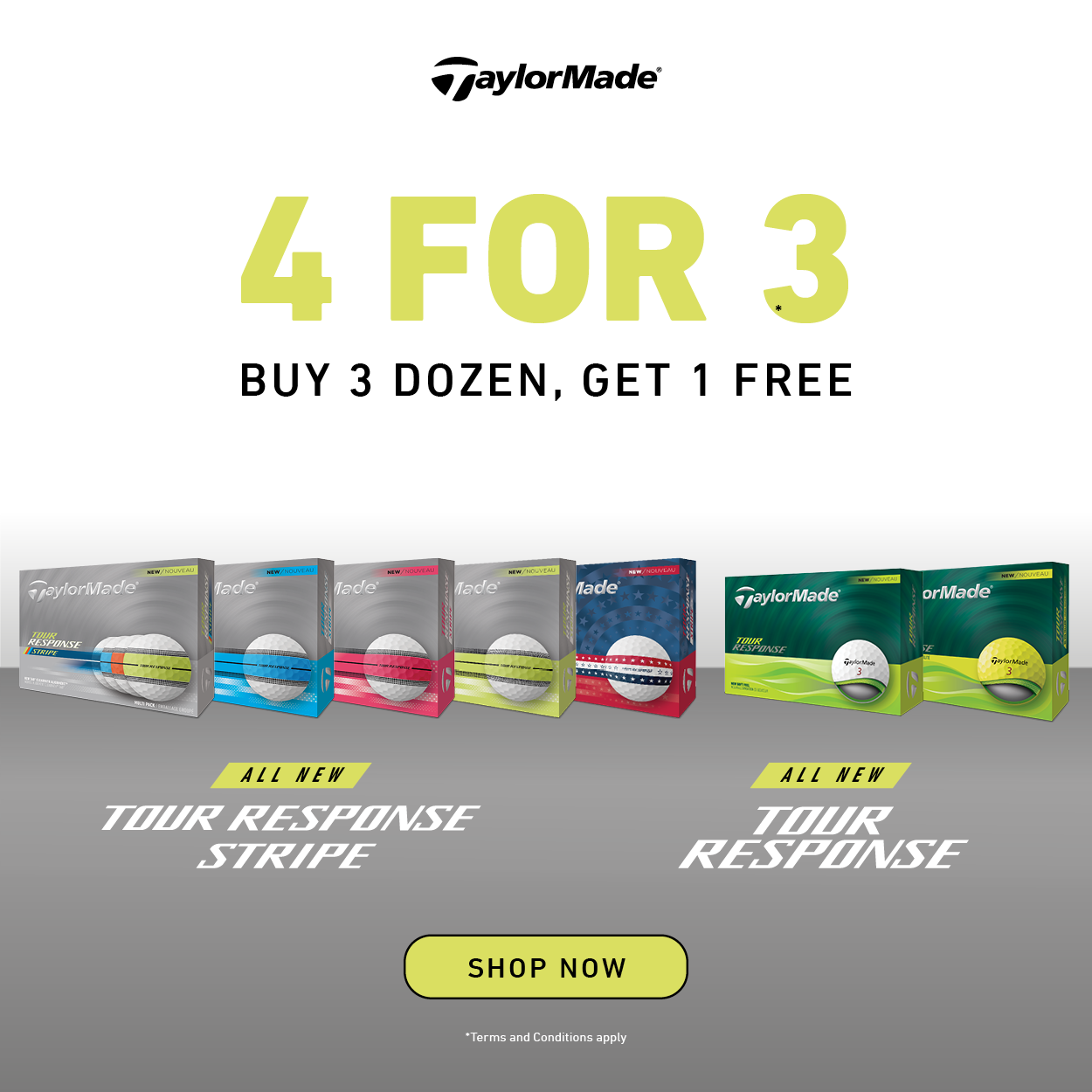 Taylormade Tour Response Golf Balls - BUY 4 DOZEN FOR THE PRICE OF 3!