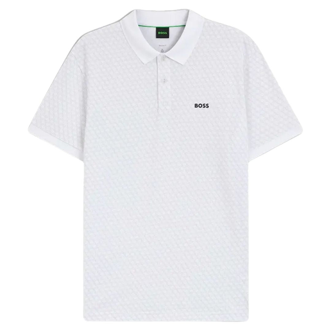 BOSS GOC Chip Pattern Polo Shirt - White