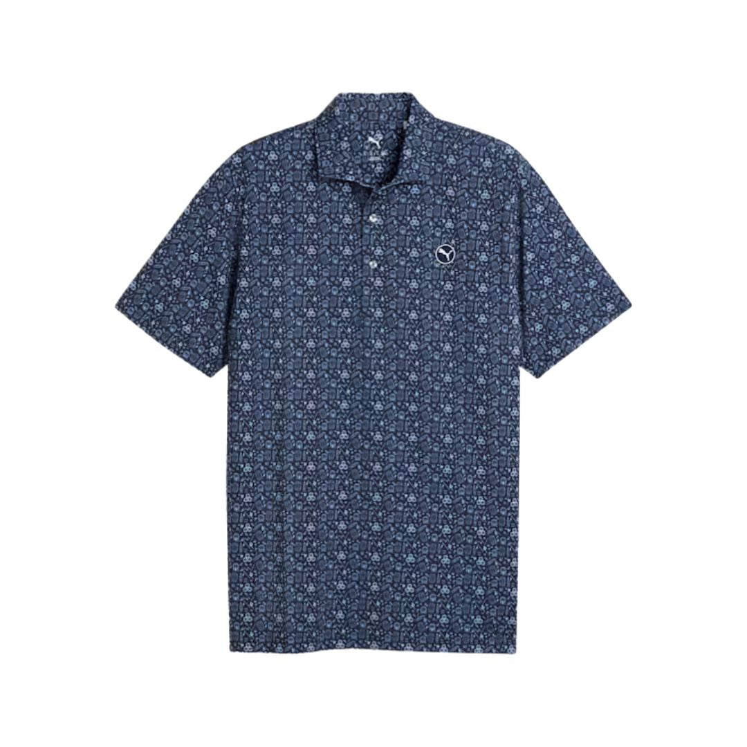 Puma MATTR Port Golf Polo Shirt (White Glow & Deep Navy)