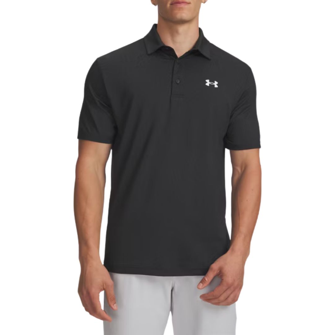 Under Armour Playoff Jacquard Golf Polo Shirt - Black & Anthracite