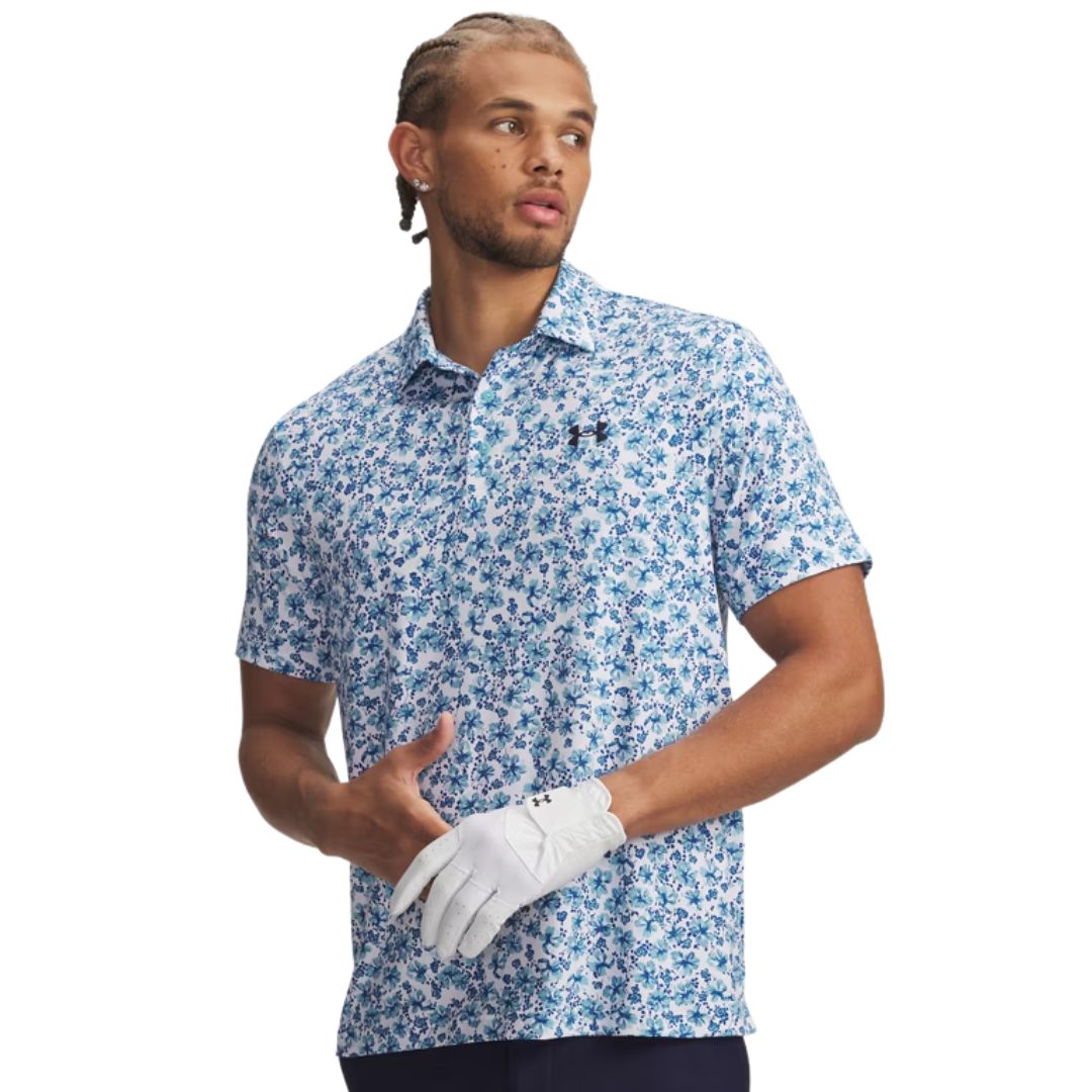 Under Armour Playoff 3.0 Printed Golf Polo Shirt - Blue Floral