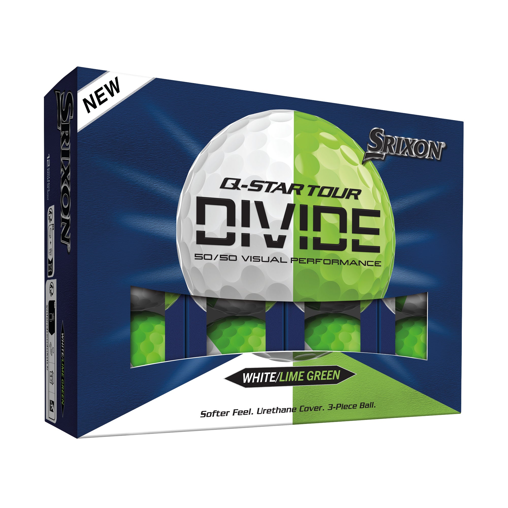 Srixon Q Star Tour Divide Golf Balls - White & Lime Green