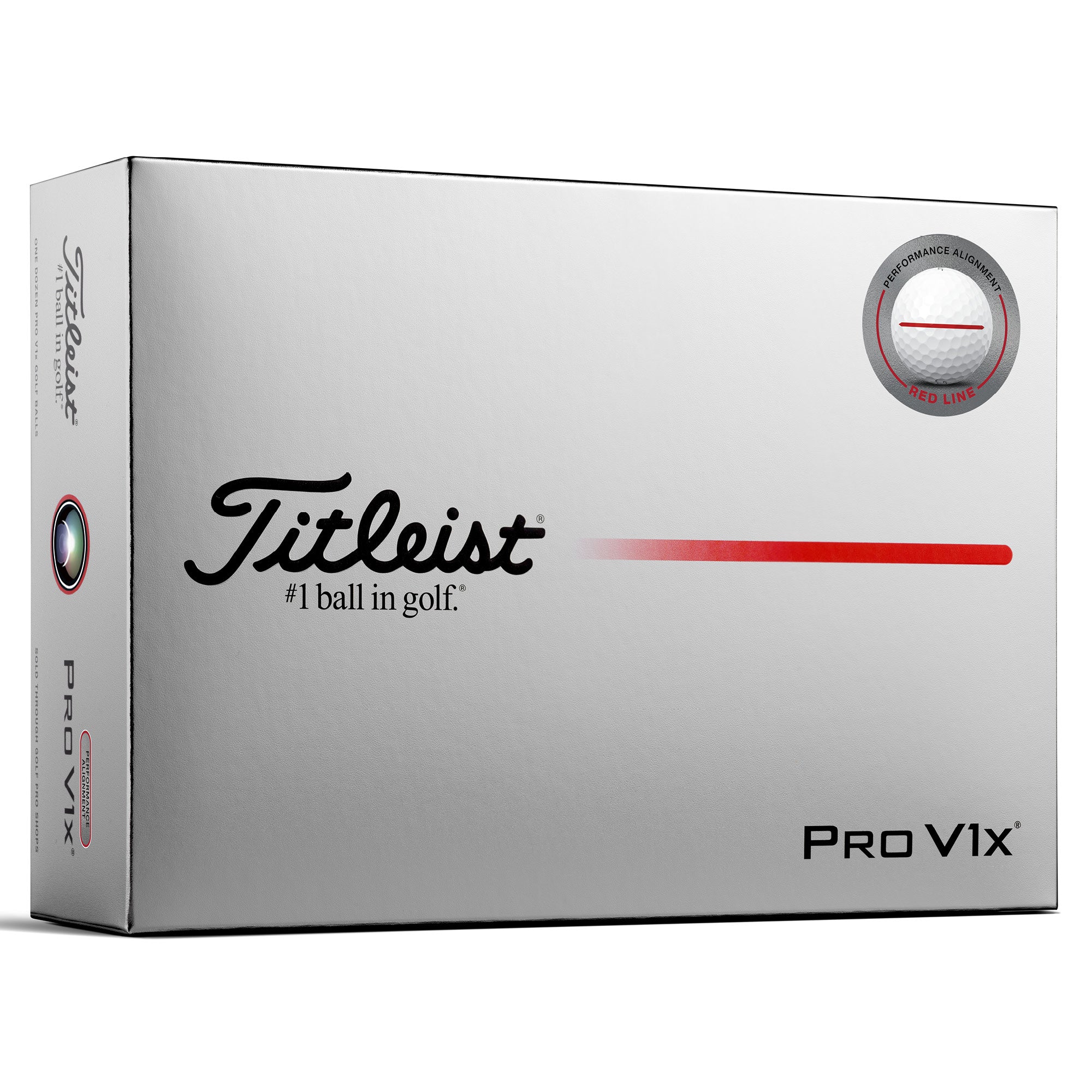 Titleist Pro V1x Performance Alignment Golf Balls - White with Red Line
