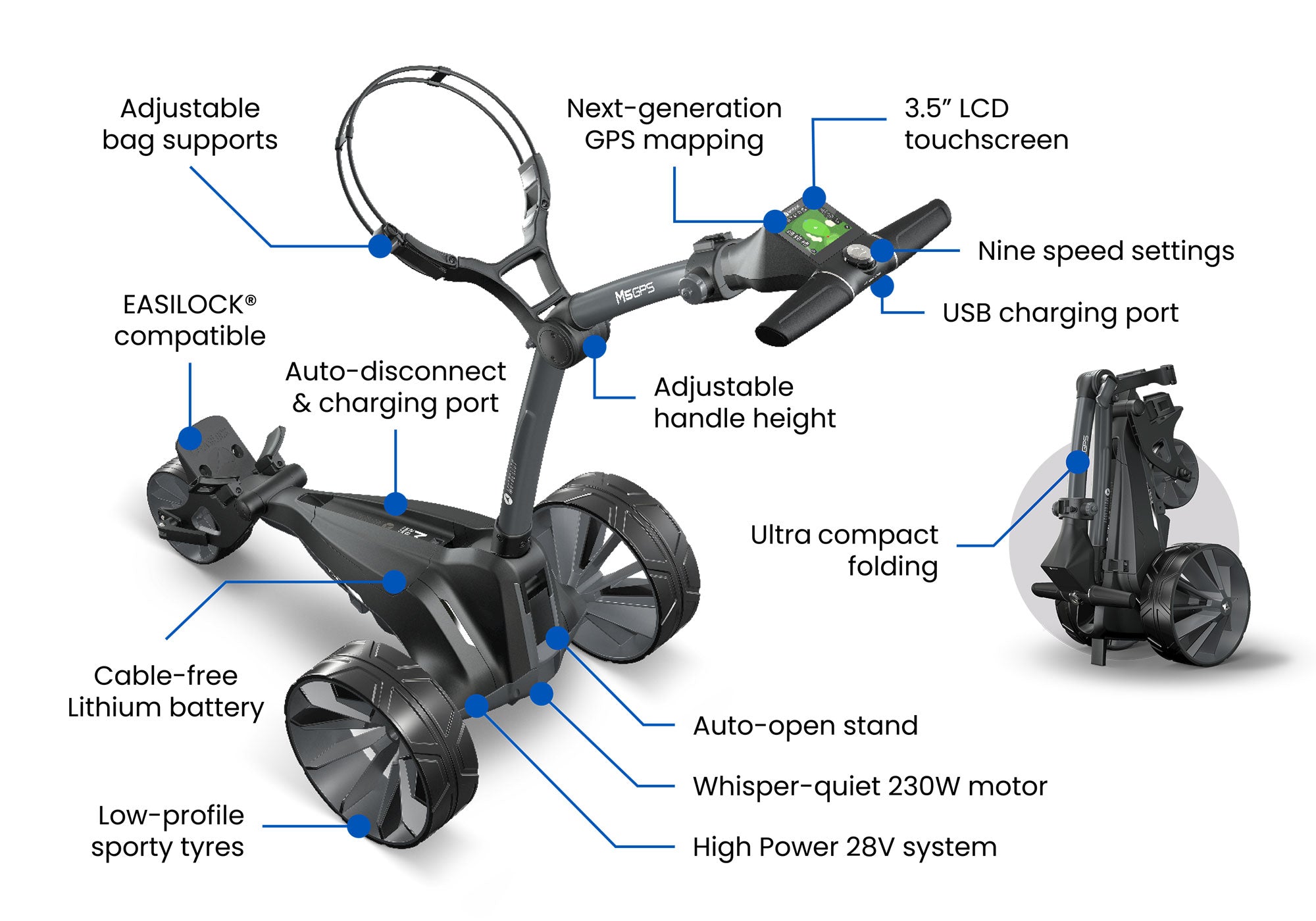 Motocaddy M5 GPS Electric Golf Trolley - Standard Lithium Battery