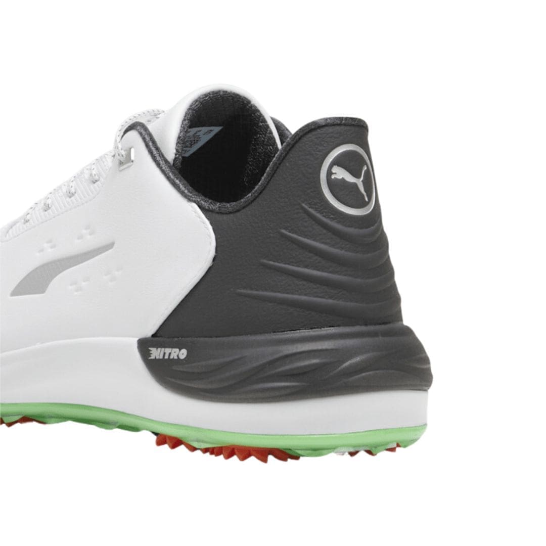 Puma Phantom Cat Nitro+ Spikeless Golf Shoes (Puma White, Puma Black & Fluro Green)