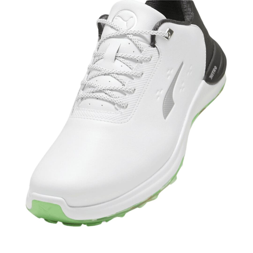 Puma Phantom Cat Nitro+ Spikeless Golf Shoes (Puma White, Puma Black & Fluro Green)
