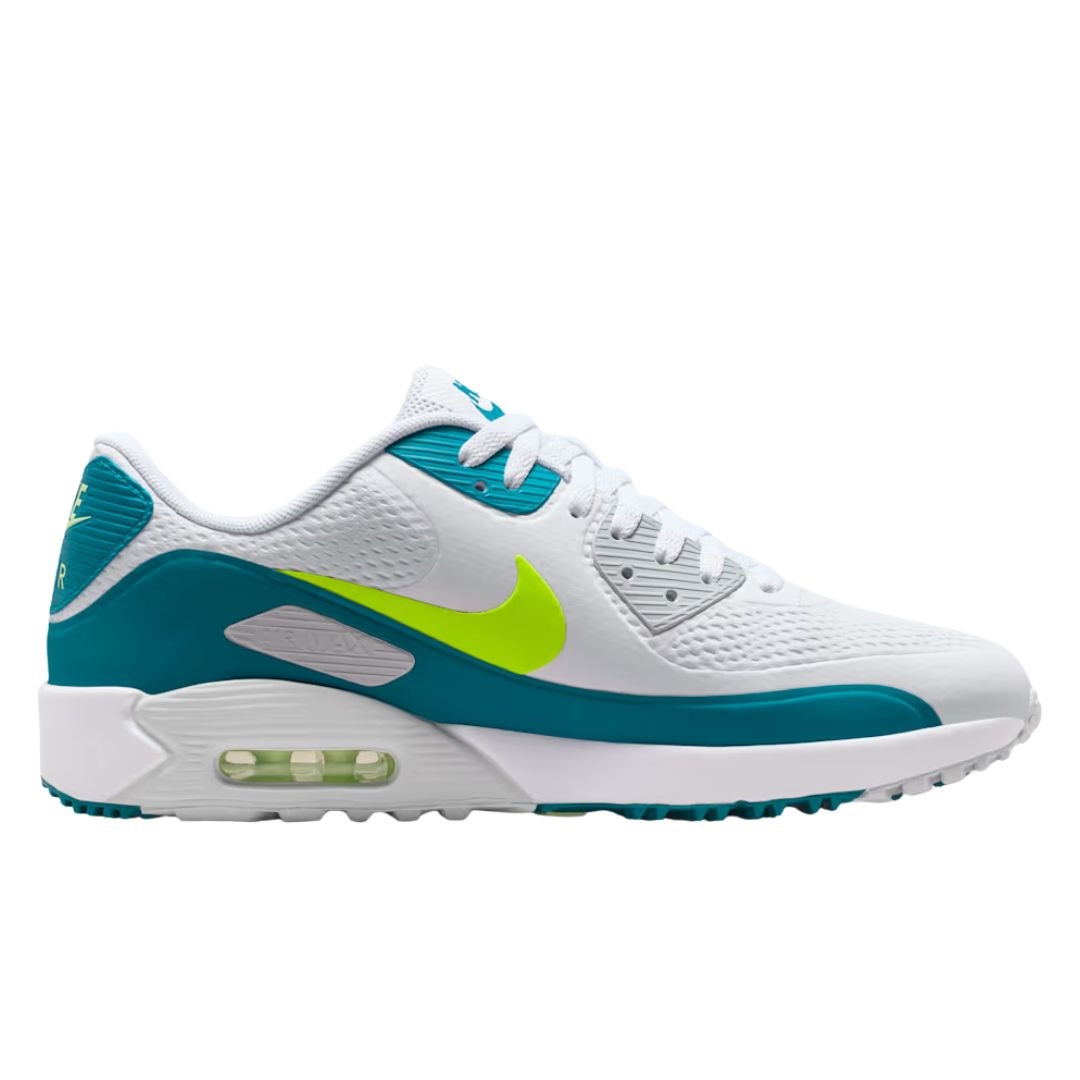 Nike Air Max 90 G Golf Shoe - White, Volt - Bright Spruce