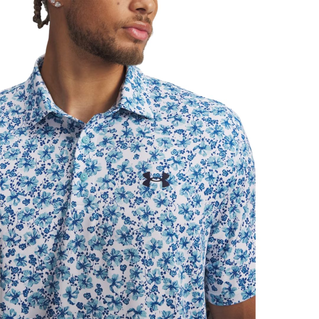 Under Armour Playoff 3.0 Printed Golf Polo Shirt - Blue Floral