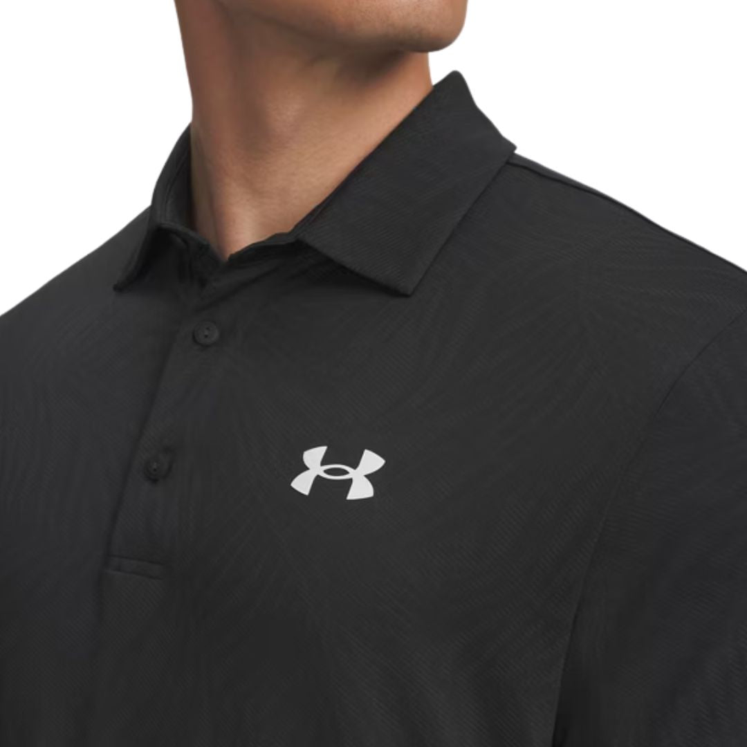Under Armour Playoff Jacquard Golf Polo Shirt - Black & Anthracite
