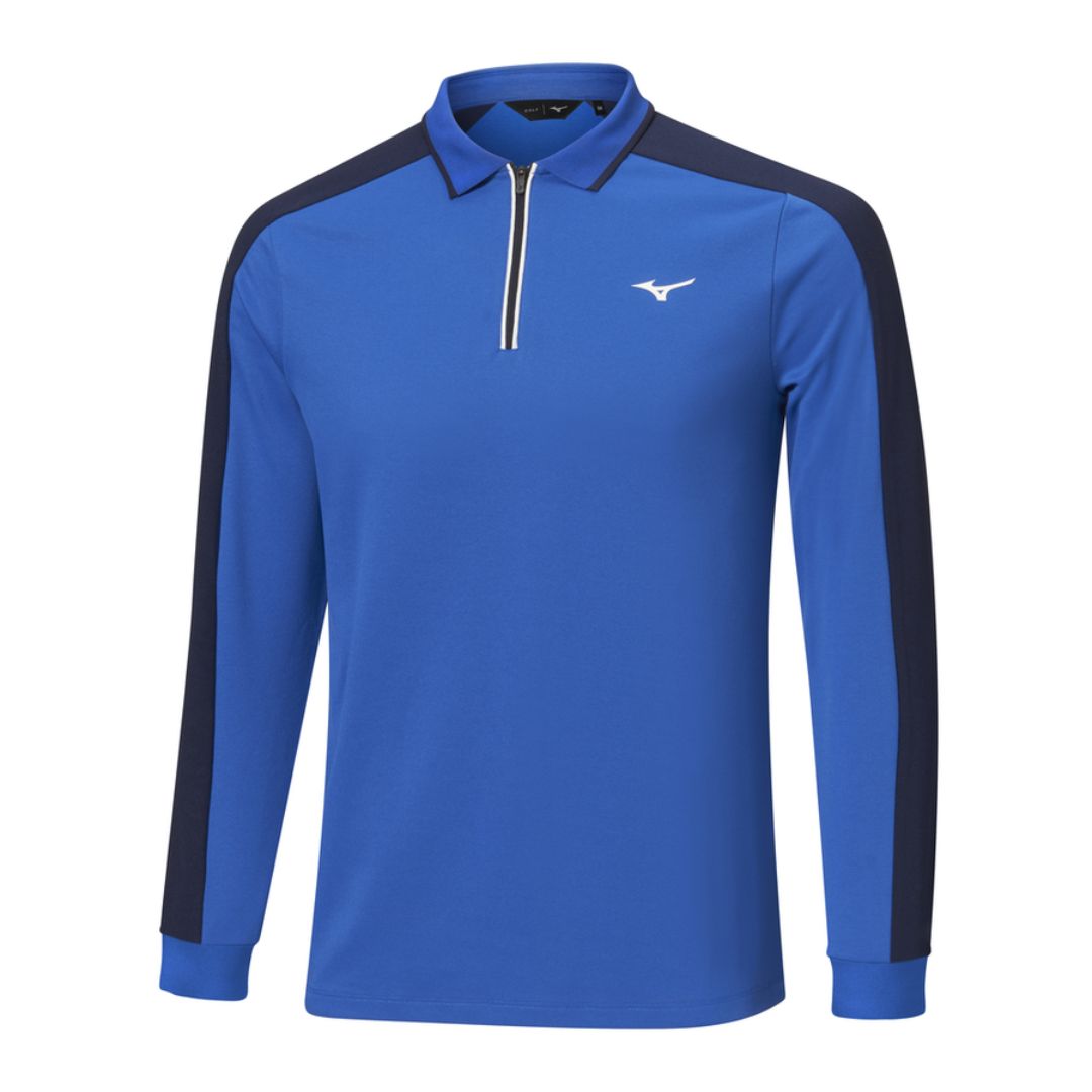 Mizuno Showdown Long Sleeve Polo Shirt - Surf Blue