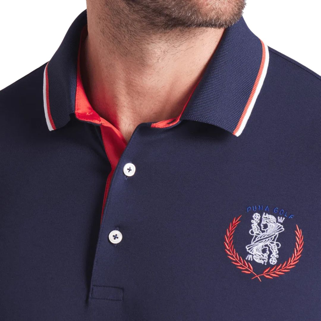Puma Modalon Queen City Golf Polo Shirt (Deep Navy & White Glow)
