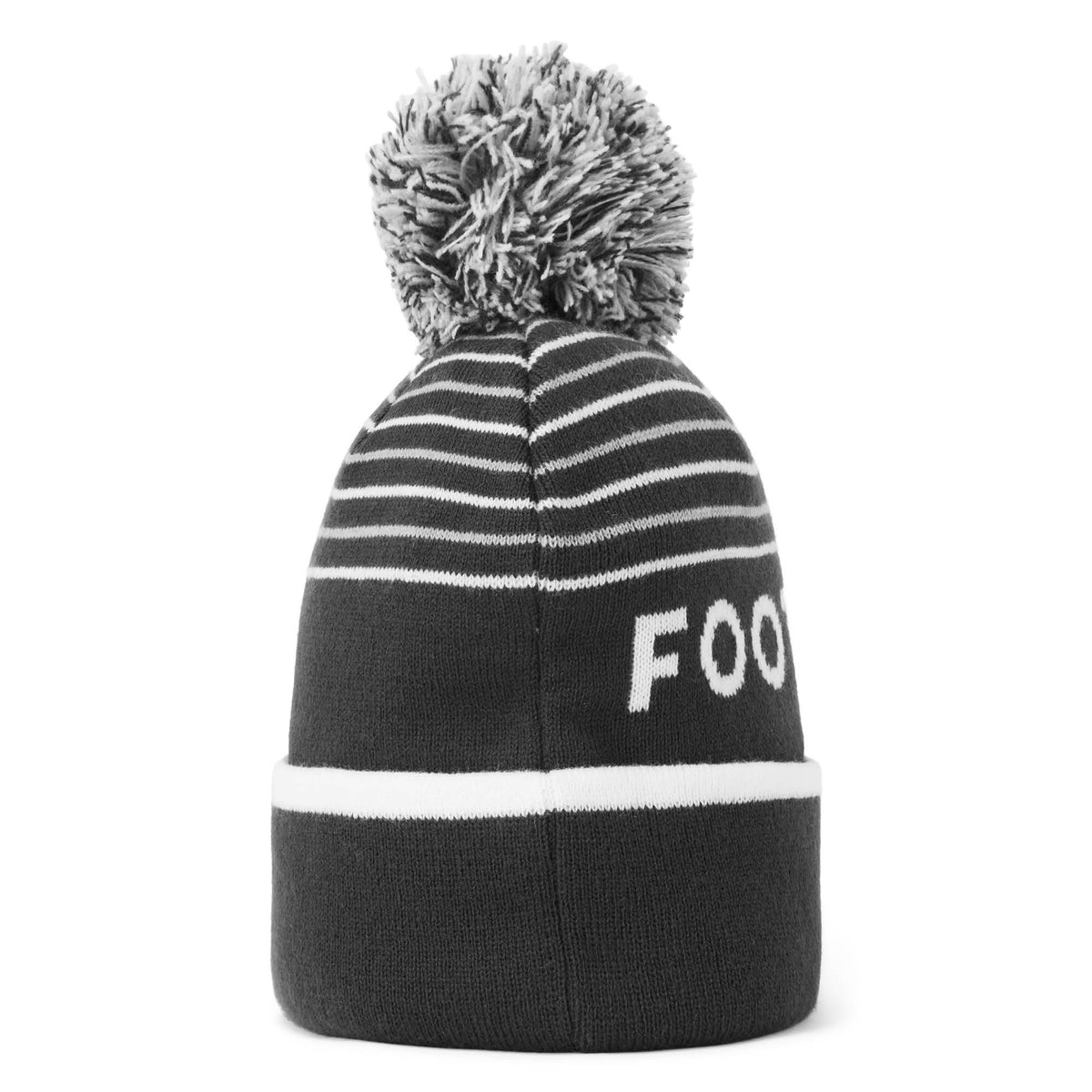 Footjoy Striped Bobble Golf Beanie Hat - Charcoal, Grey & White