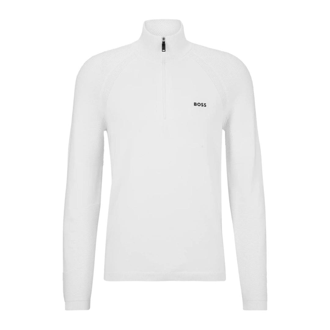 Hugo Boss Perform-X Quarter Zip Golf Sweater (White)