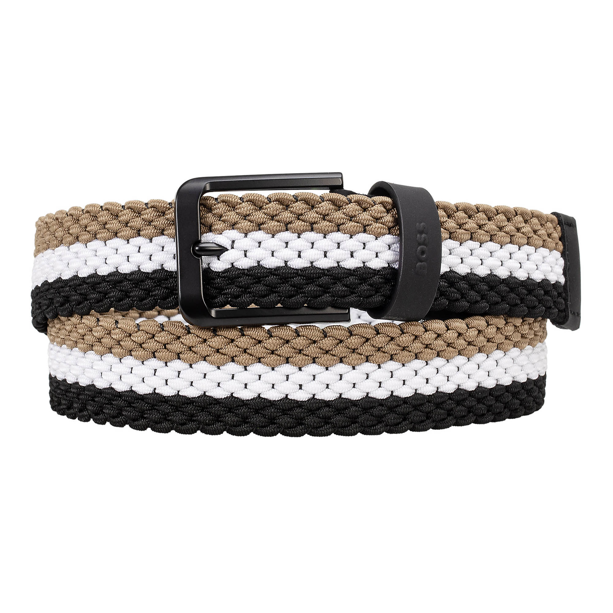 BOSS Vern WnE Go Sz35 Belt - Black, White & Gold
