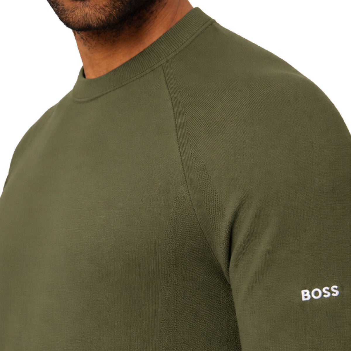 BOSS GOC Rank Knitted Crew Neck Golf Sweater - Open Green