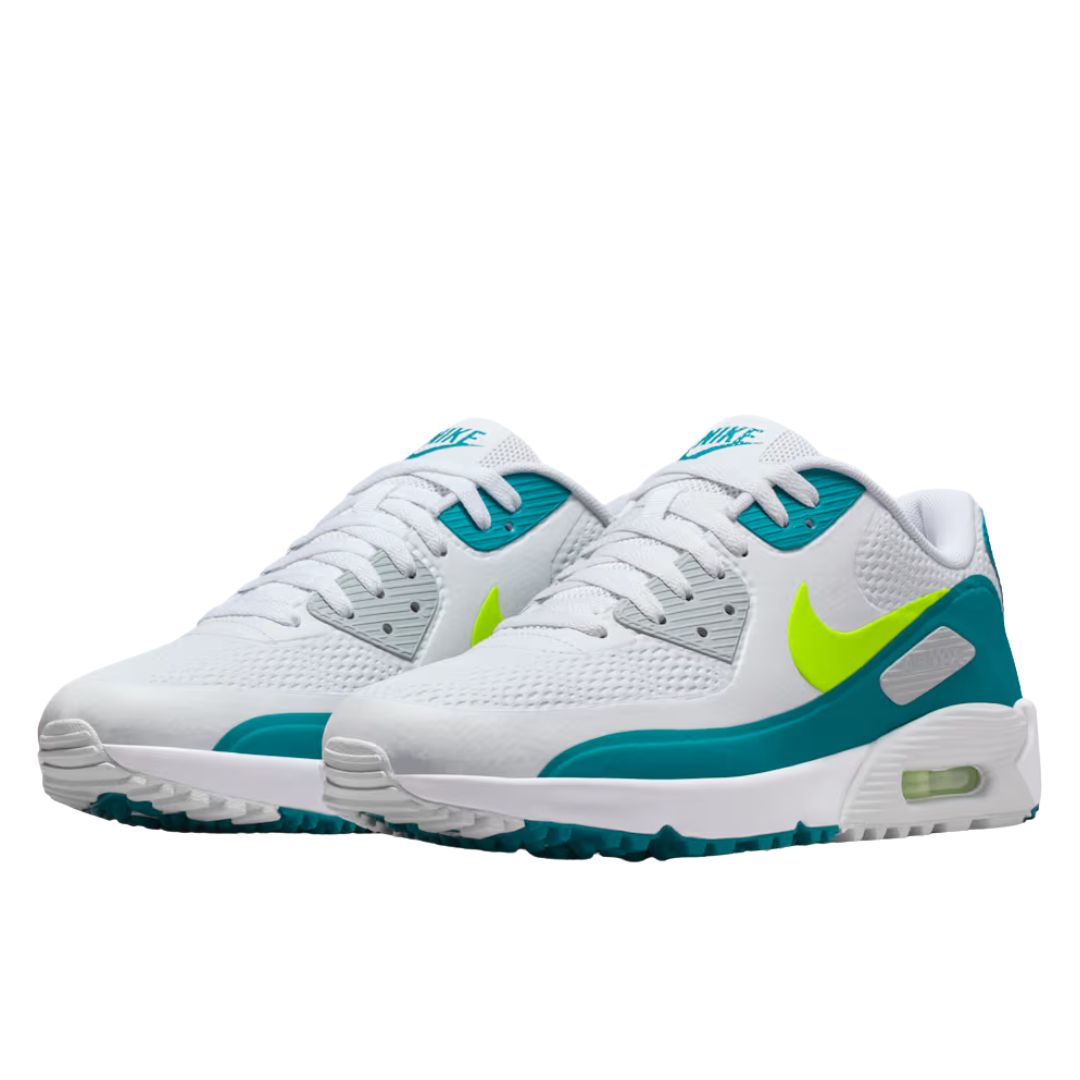 Nike Air Max 90 G Golf Shoe - White, Volt - Bright Spruce
