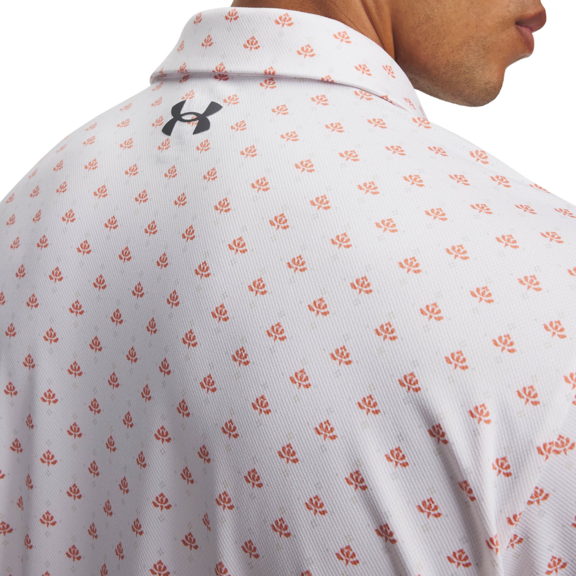 Under Armour Matchplay Printed Golf Polo Shirt - White, Vintage Maroon & Navy Academy