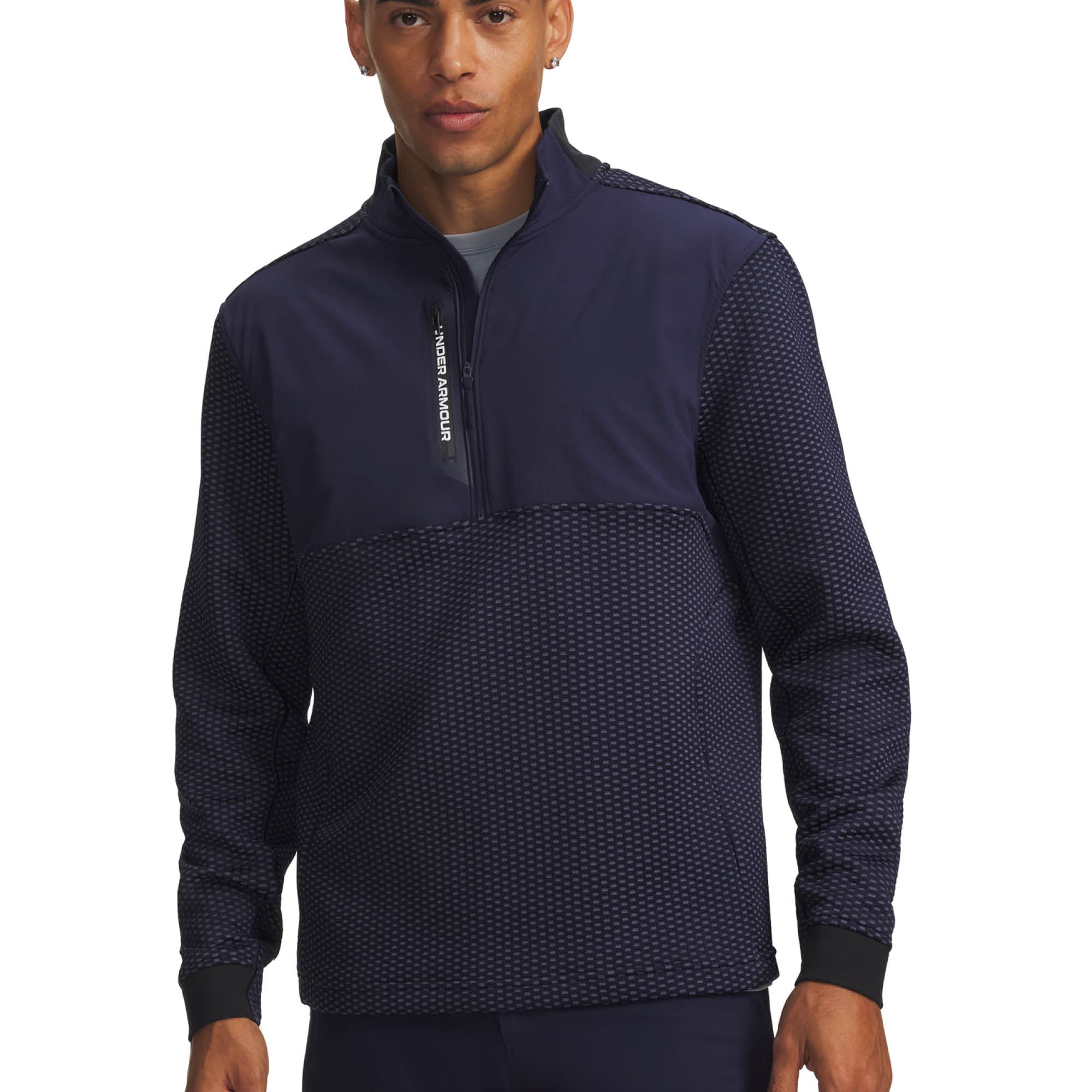 Under Armour Drive Pro Hybrid 1/2 Zip Golf Midlayer AW26 - Midnight Navy & White