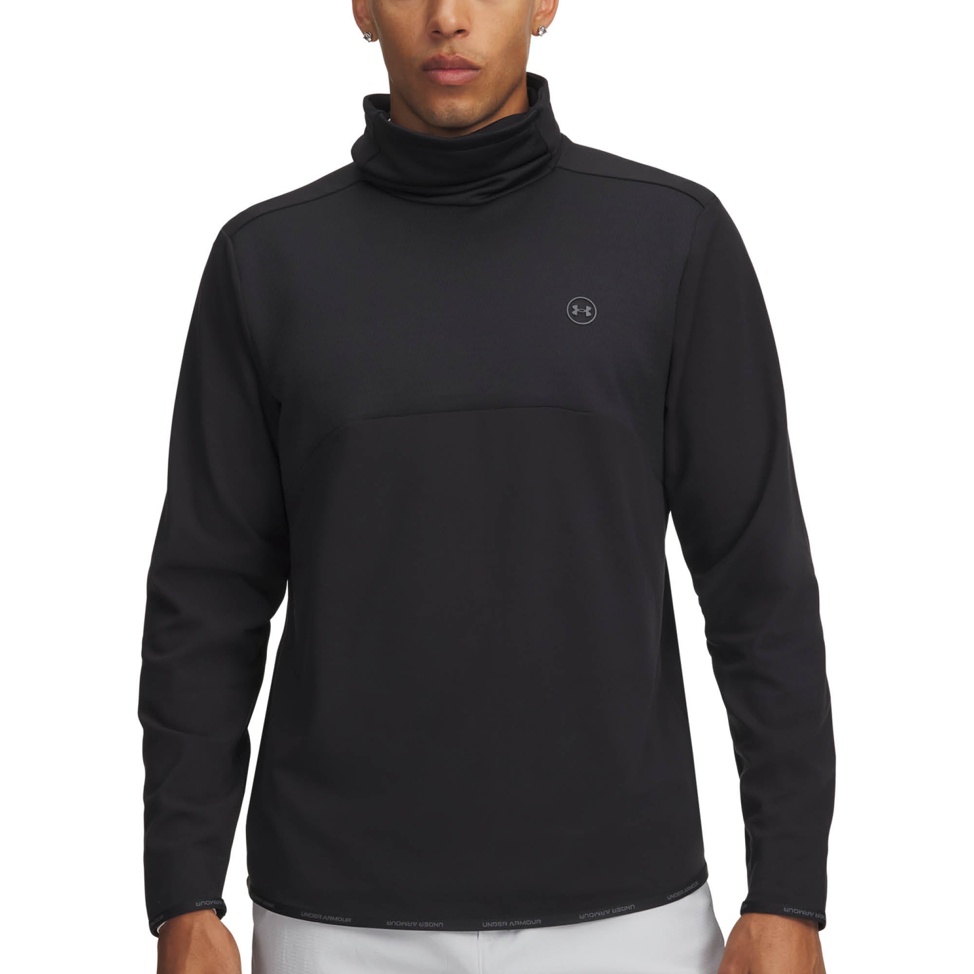 Under Armour Drive Funnel Neck Golf Pullover AW26 - Black & Castlerock
