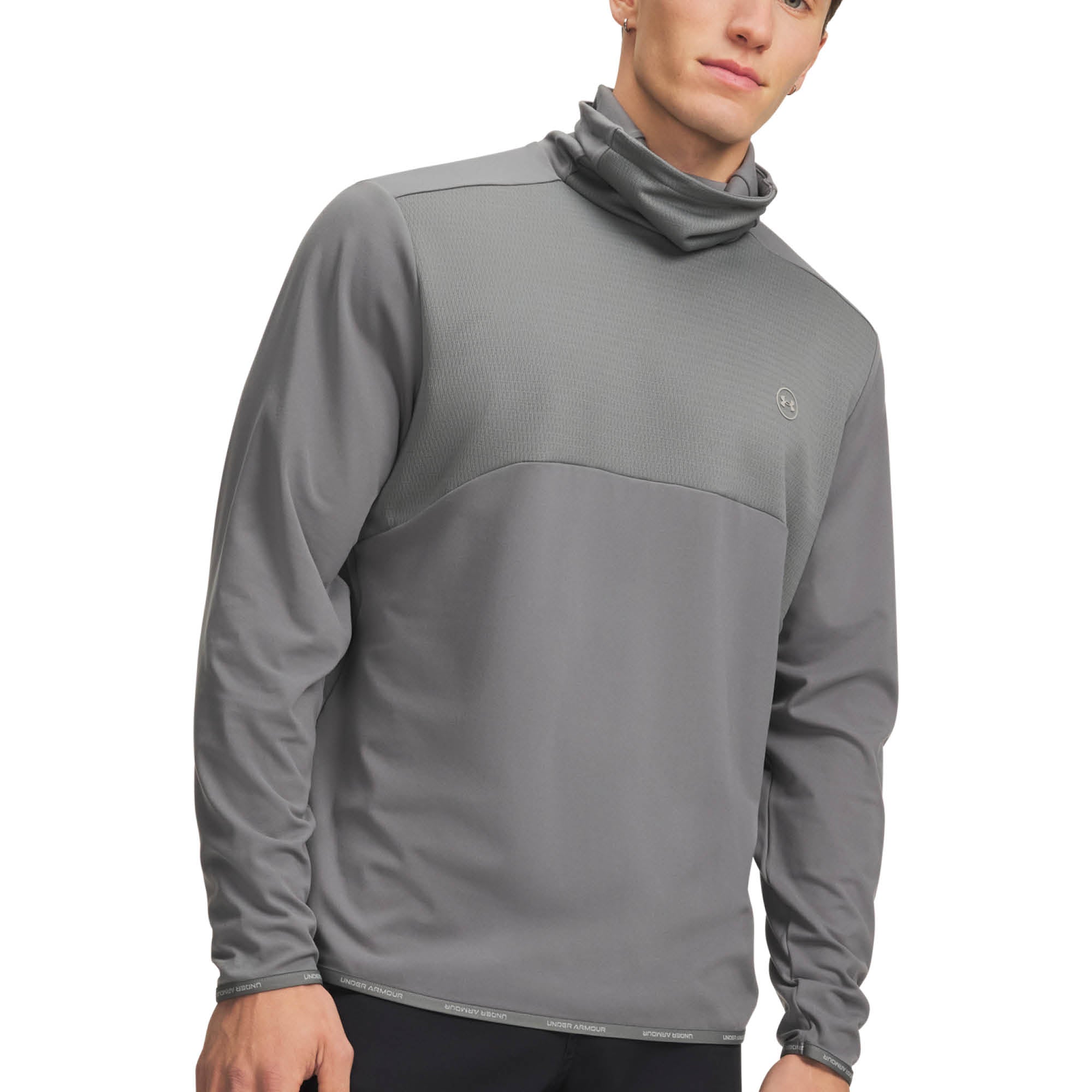 Under Armour Drive Funnel Neck Golf Pullover AW26 - Clay Green & Titanium