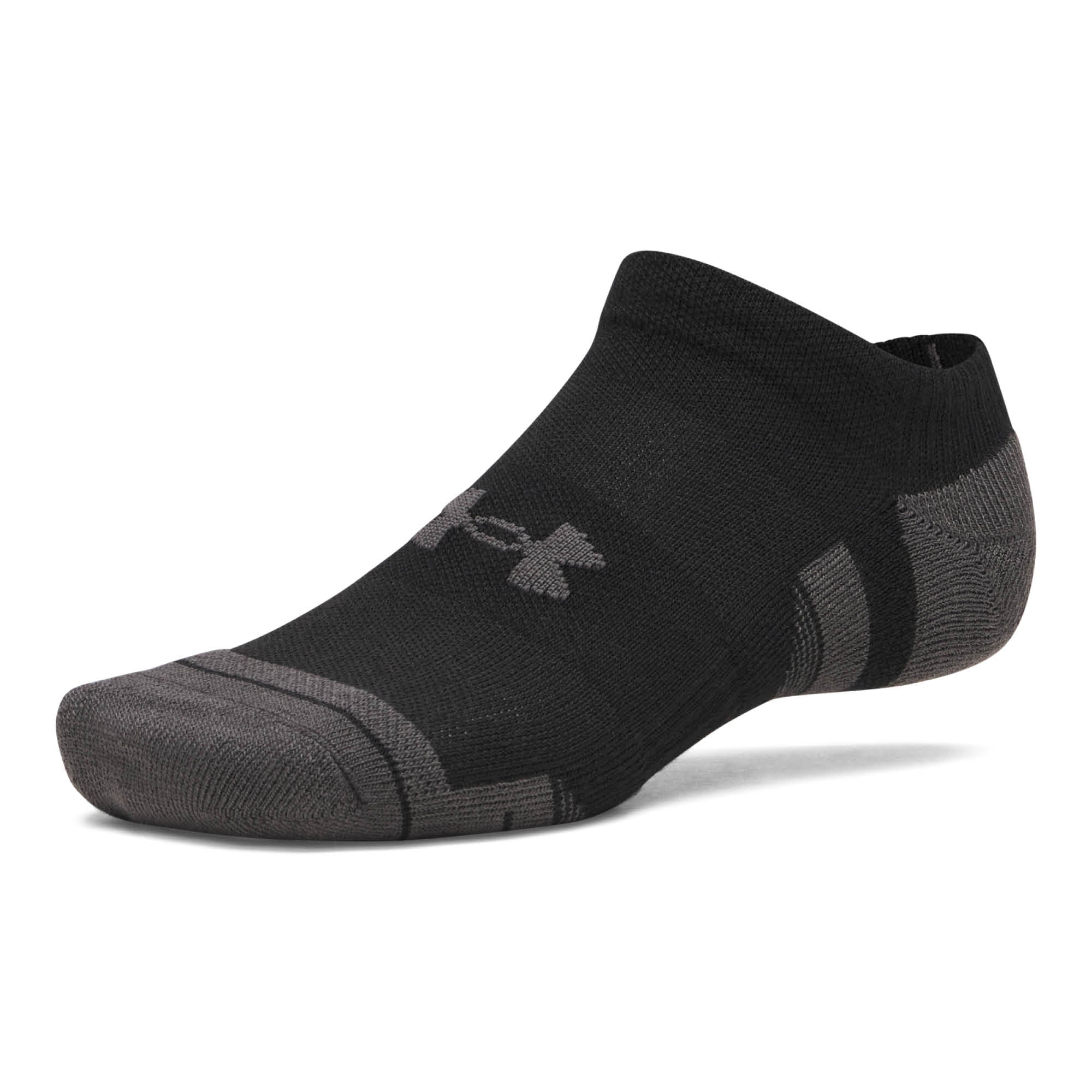 Under Armour Performance Tech No Show Golf Socks 3-Pack AW26 - Ultimate Black & Jet Grey - Size 7.5-12