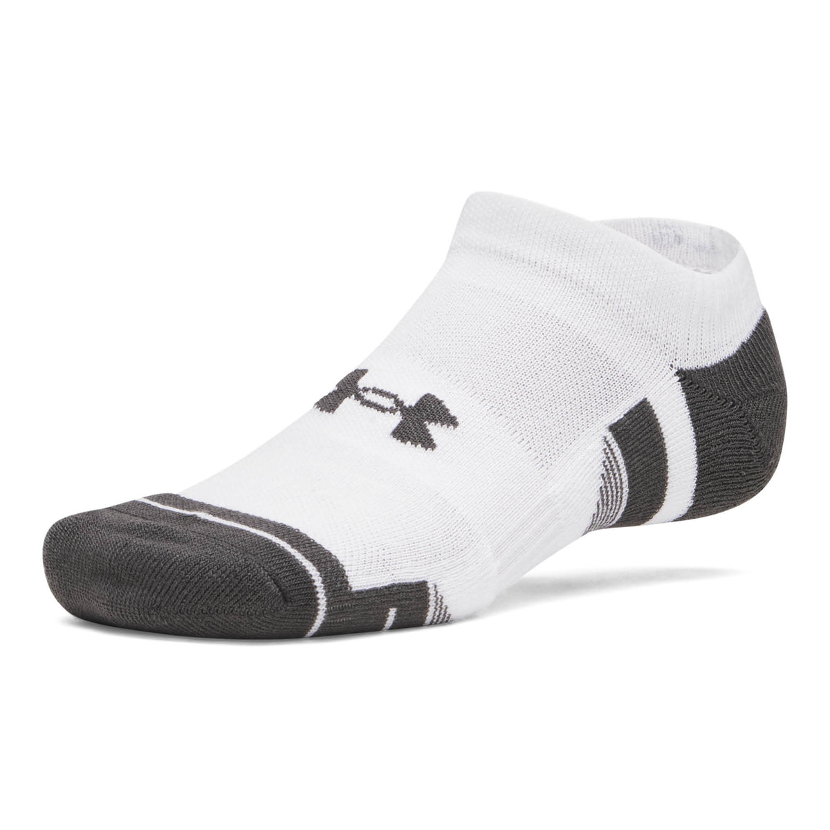 Under Armour Performance Tech No Show Golf Socks 3-Pack AW26 - White & Jet Grey - Size 7.5-12