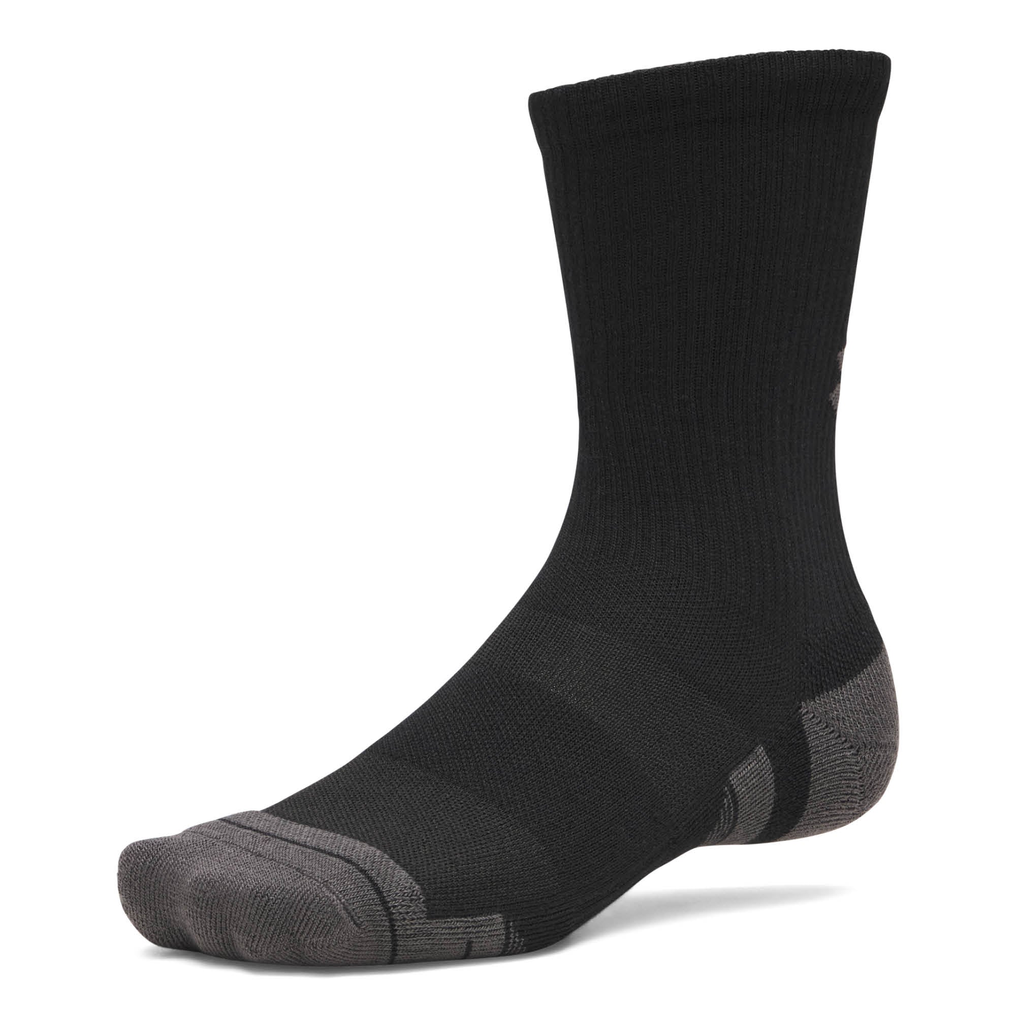Under Armour Performance Tech Crew Golf Socks 3-Pack AW26 - Ultimate Black & Jet Grey - Size 7.5-12