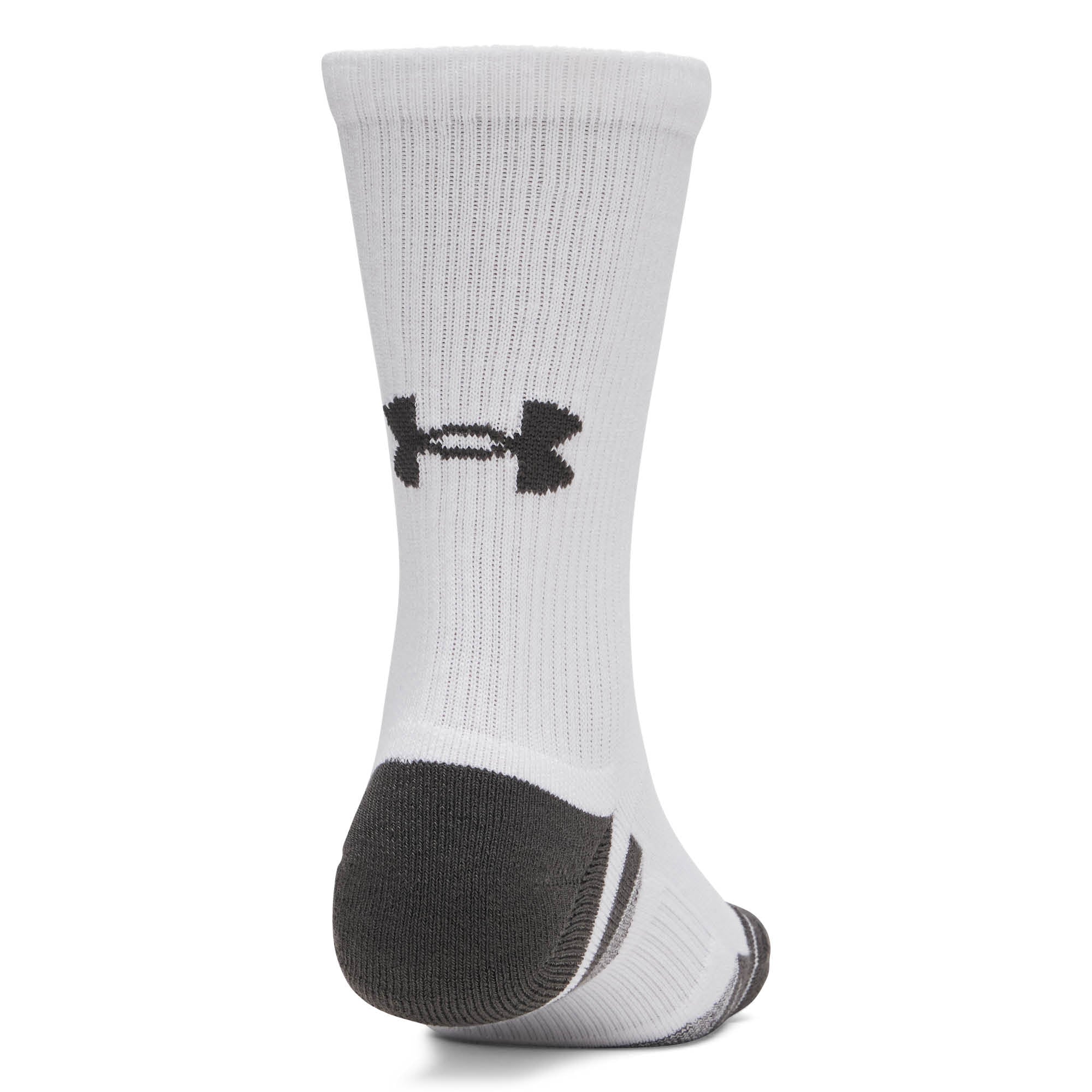 Under Armour Performance Tech Crew Golf Socks 3-Pack AW26 - White & Jet Grey - Size 7.5-12