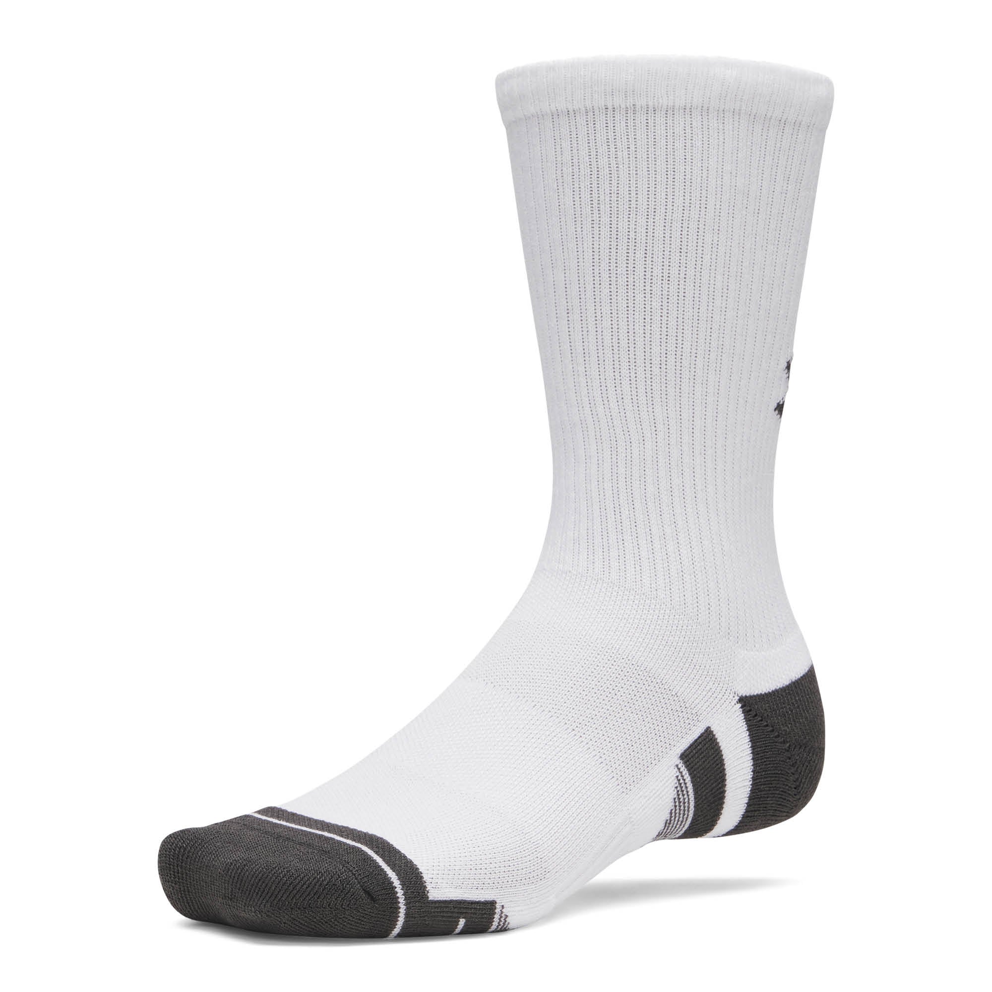 Under Armour Performance Tech Crew Golf Socks 3-Pack AW26 - White & Jet Grey - Size 7.5-12