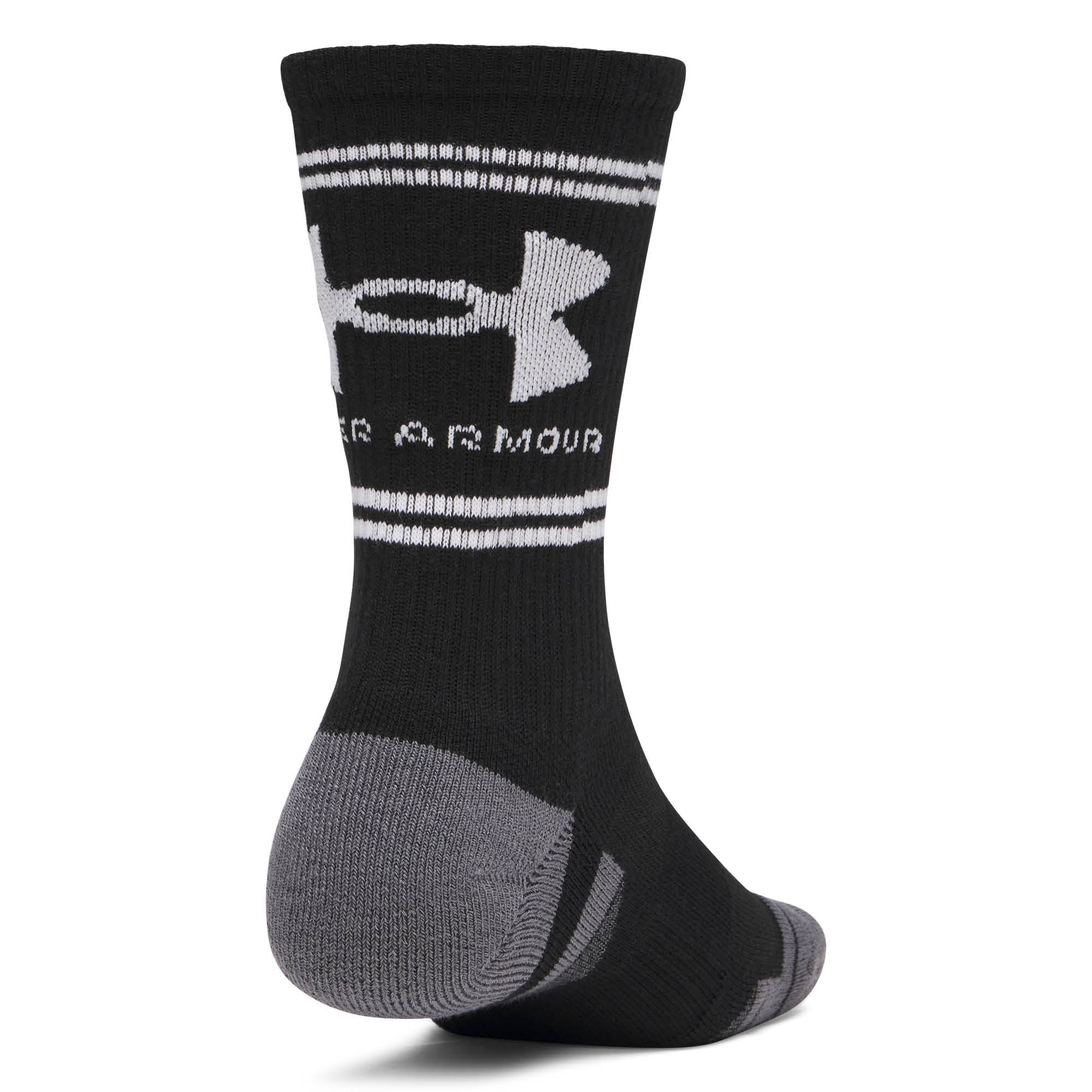 Under Armour Performance Tech Crew Golf Socks 3-Pack AW26 - Ultimate Black & White - Size 7.5-12