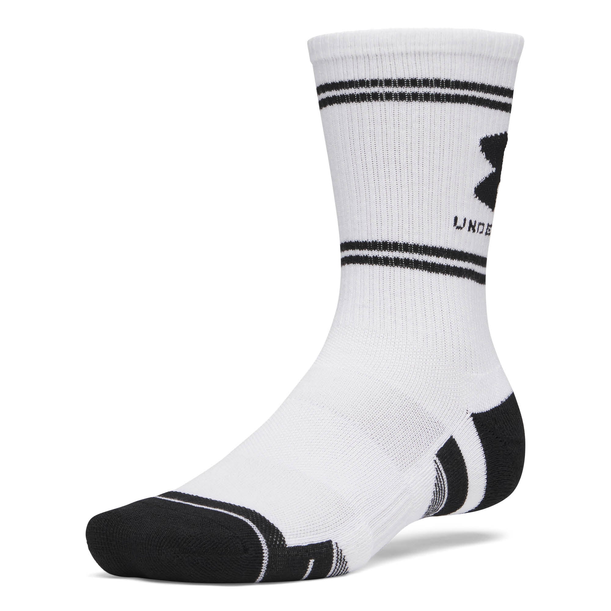 Under Armour Performance Tech Crew Golf Socks 3-Pack AW26 - White & Ultimate Black - Size 7.5-12