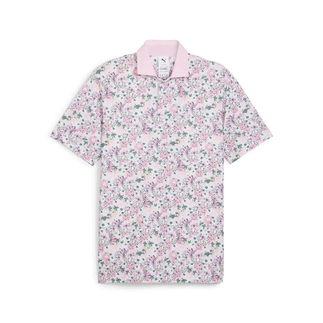 Puma x Arnold Palmer Floral Trim Golf Polo (White Glow & Pale Pink)