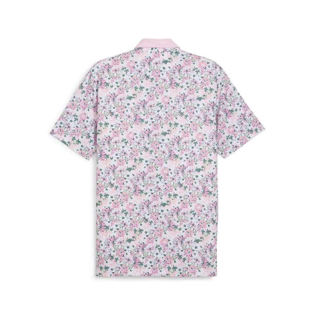 Puma x Arnold Palmer Floral Trim Golf Polo (White Glow & Pale Pink)