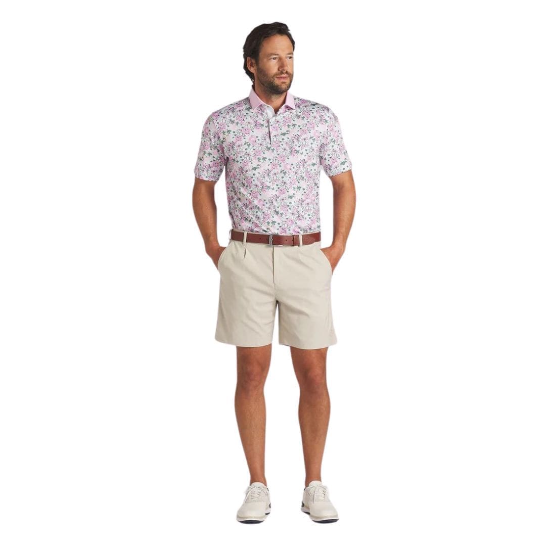 Puma x Arnold Palmer Floral Trim Golf Polo (White Glow & Pale Pink)