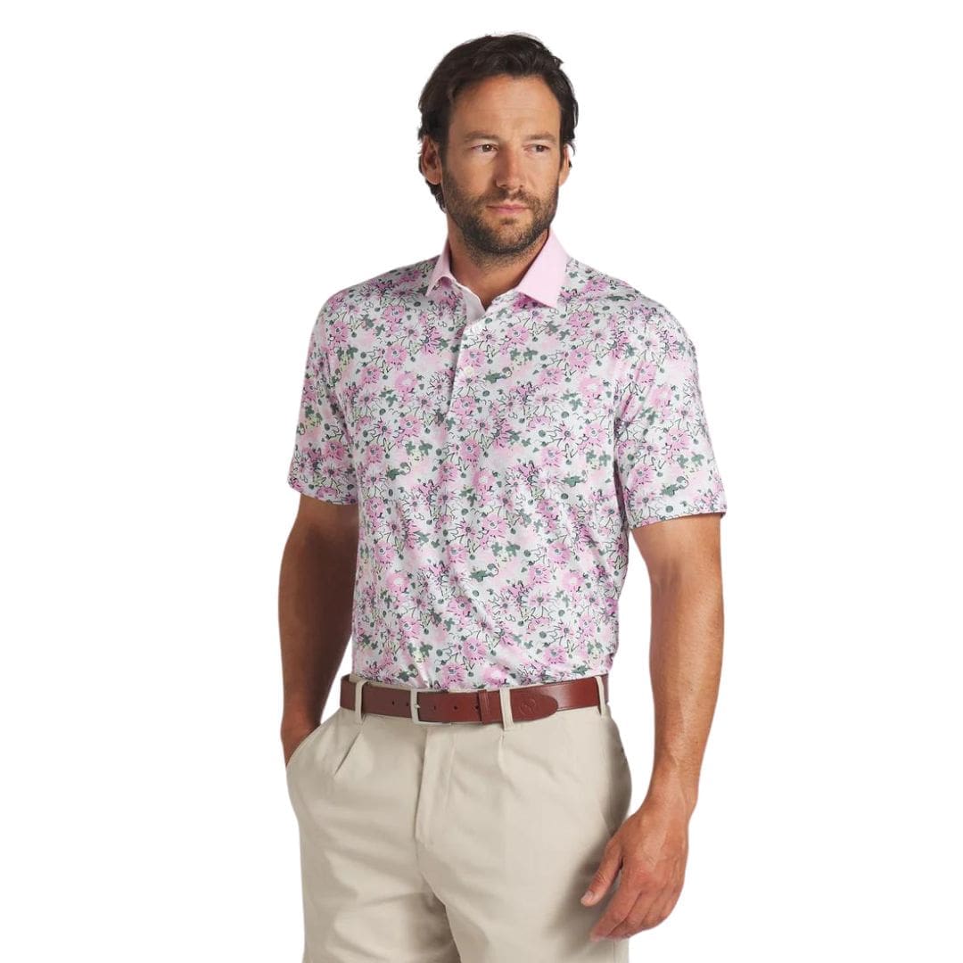 Puma x Arnold Palmer Floral Trim Golf Polo (White Glow & Pale Pink)
