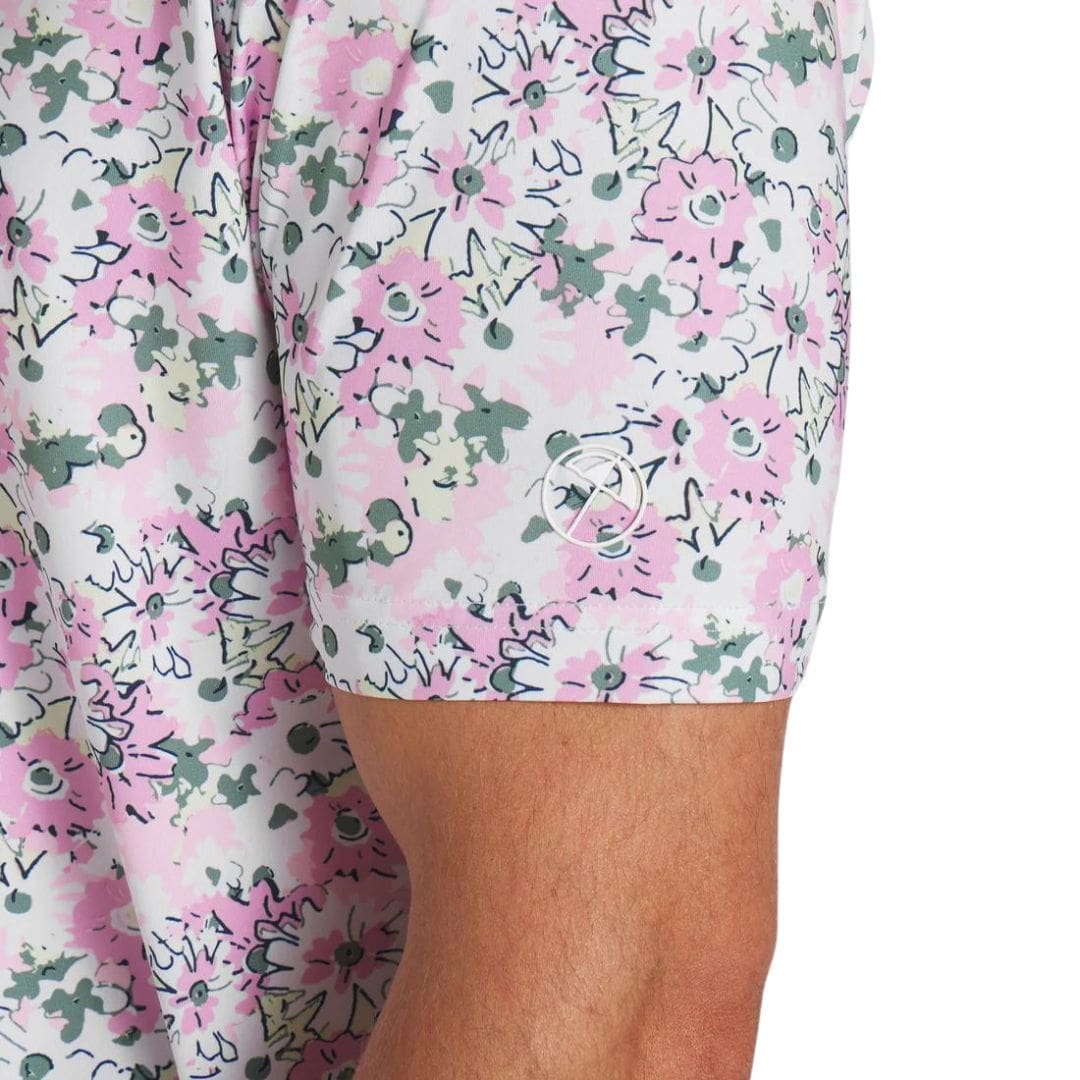 Puma x Arnold Palmer Floral Trim Golf Polo (White Glow & Pale Pink)
