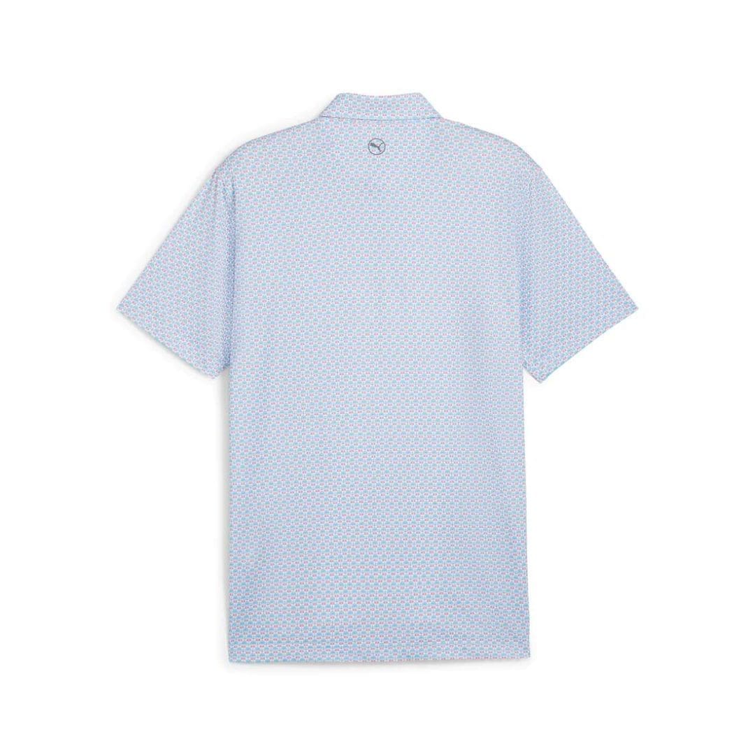 Puma Men's MATTR Palm Deco Polo (Aqua Blue & Garnet Rose)