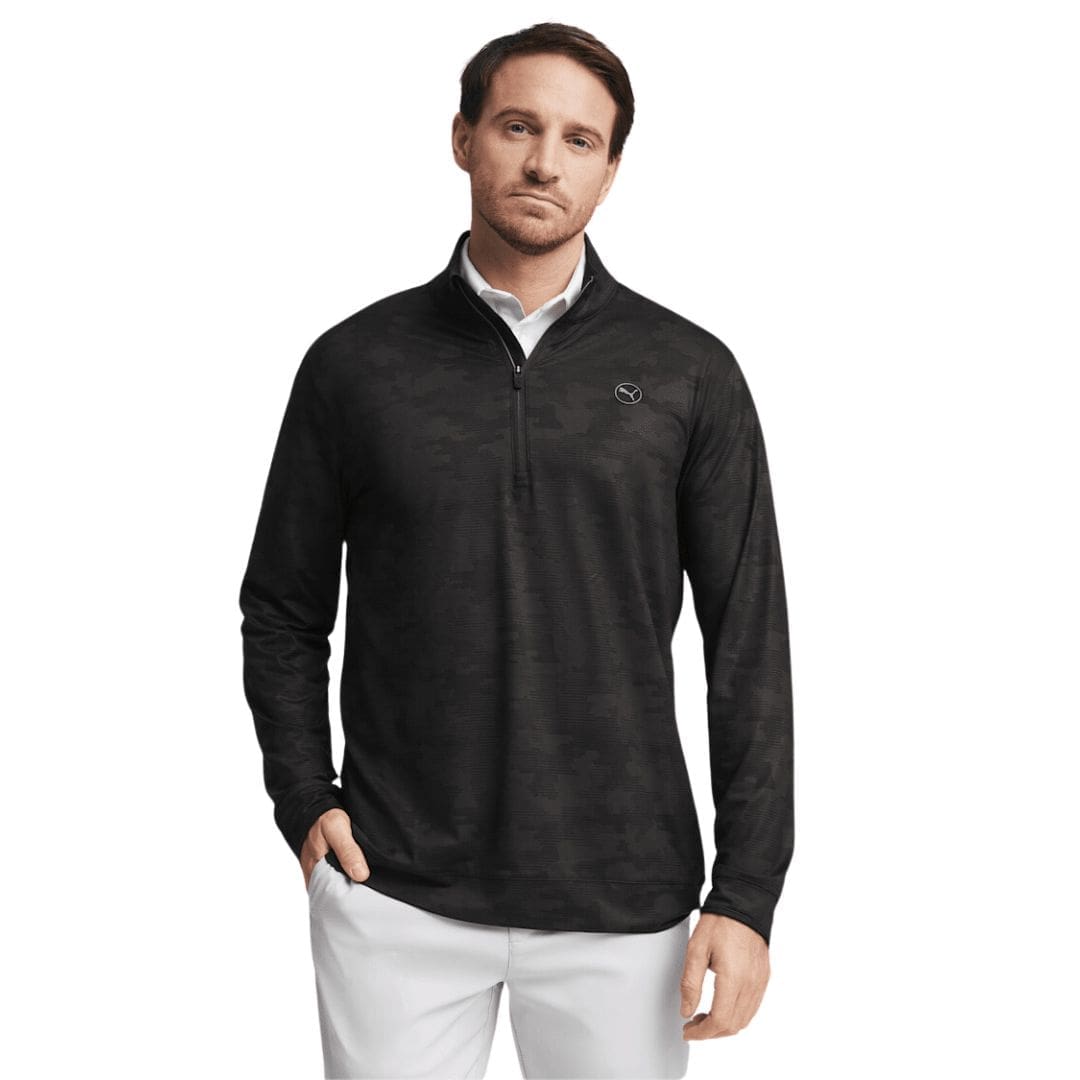 Puma Men's Cloudspun Camo Golf 1/4 Zip Midlayer (Puma Black)