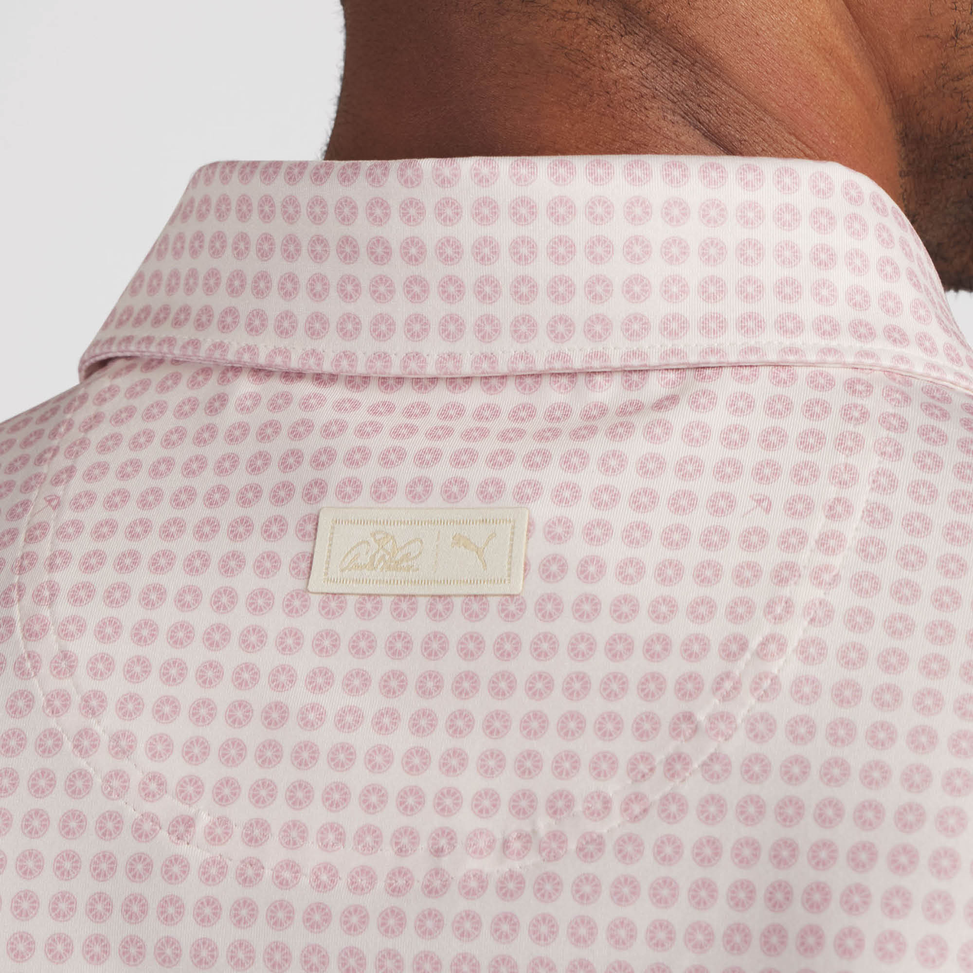 Puma x Arnold Palmer MATTR Geo Golf Polo Shirt - Alpine Snow & Rose Glow